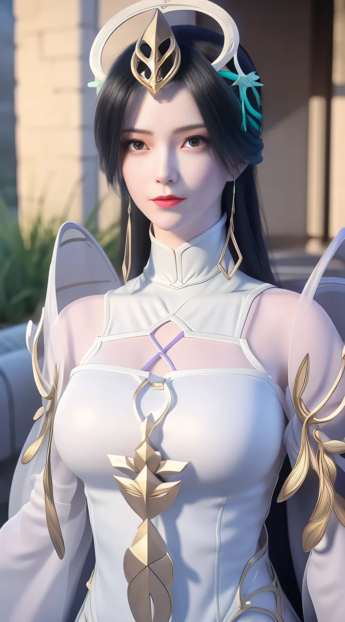 anime - style image of a woman dressed in a white and purple dress, 4 k detail fantasy, 3 d render character art 8 k, anime highly detailed, smooth anime cg art, trending on cgstation, 8k high quality detailed art, goddess. extremely high detail, hyperdetailed fantasy character, highly detailed character, 2. 5 d cgi anime fantasy artwork, big , hands on , wide hipps , big ass