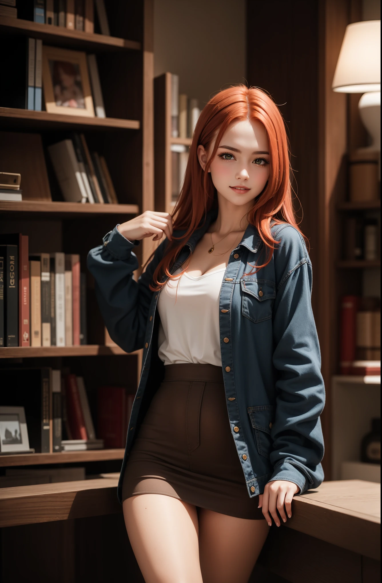 (((redheads))) beautiful thick hair ((brown-haired)), European appearance ((Russian beautiful girl)) (European look), brown eyes, (sly expression) sad beautiful smile