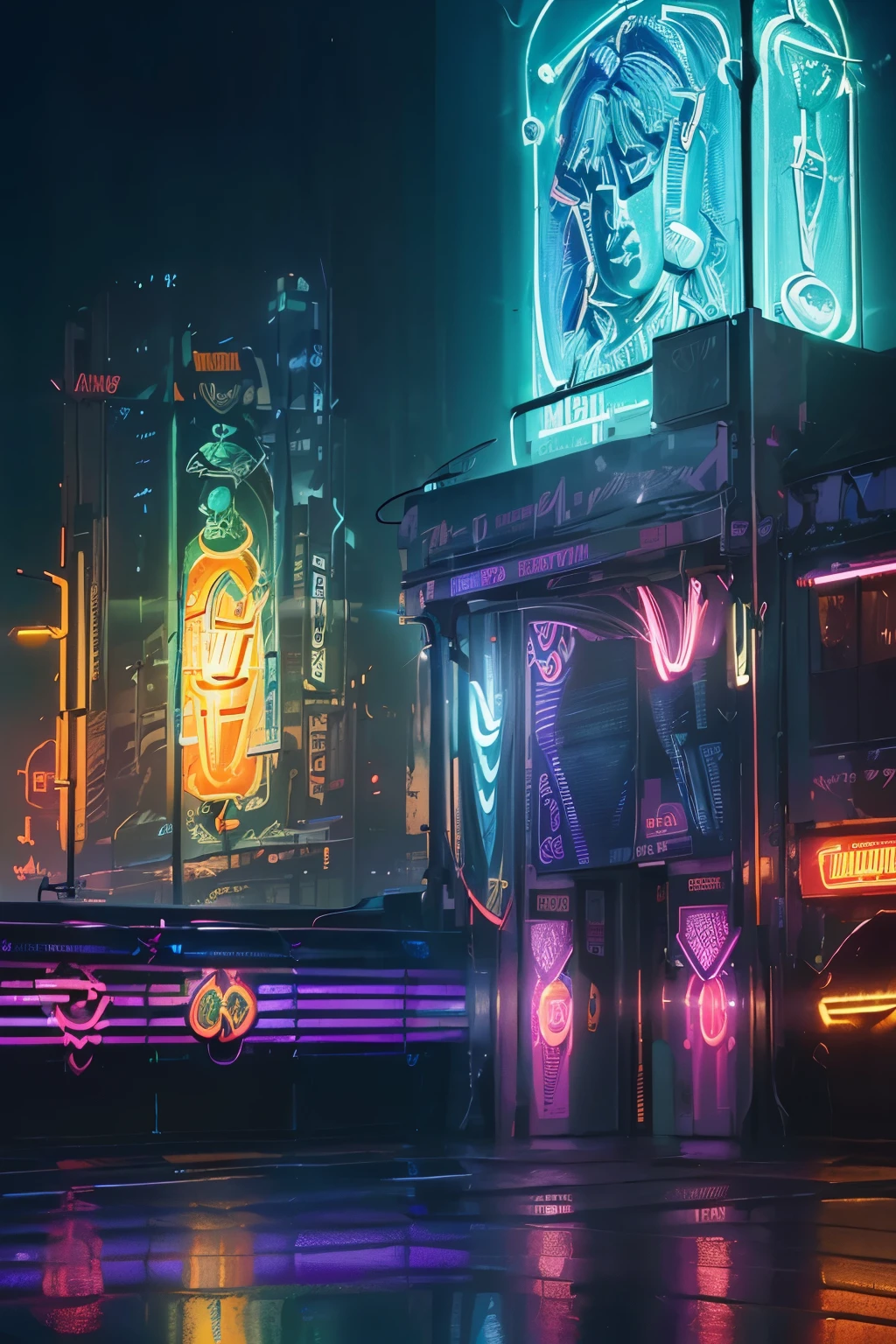 ((Vibrant neon signs)), ((Illuminated masterpiece:1.4)), ((Realistic reproduction:1.3)), ((Detailed illuminated lines:1.5)), ((Photorealistic:1.6)), Neon Sign, urban, ((Vivid colors:1.5)), Cityscape, Retro, ((Glowing tubes:1.4)), electronic, ((Reflective surfaces:1.4)), Rainy night, ((Glass-smooth enamel protective coating:1.31)), energy-efficient, ((Glowing letters:1.5)), Night scene,