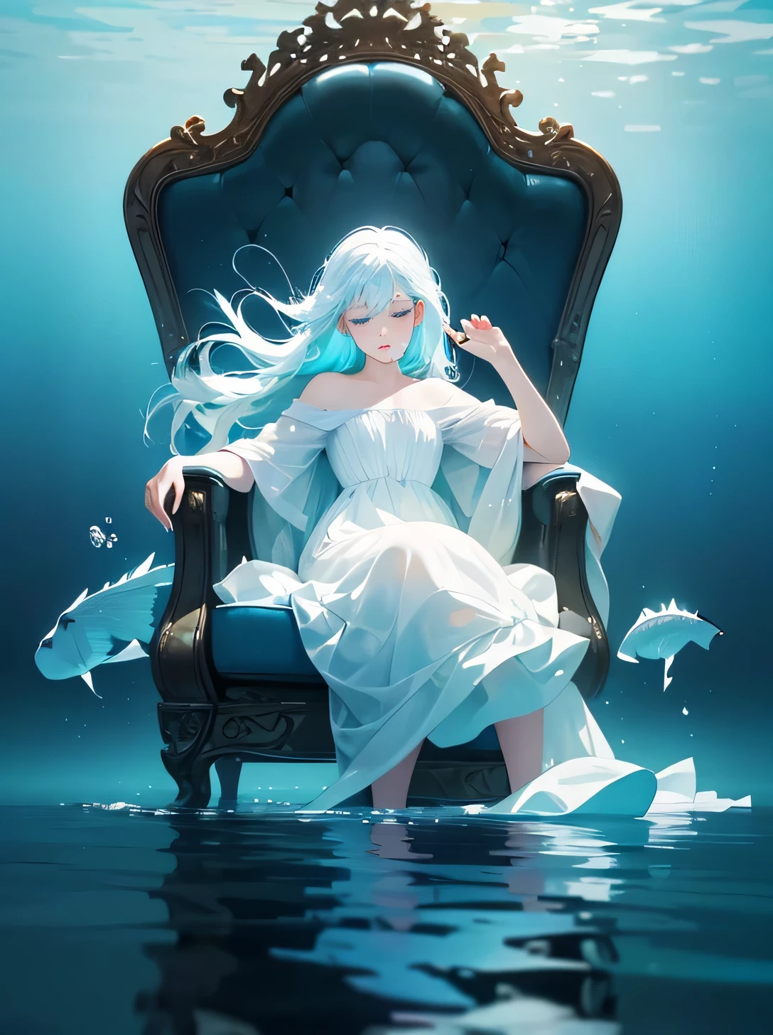 Hanfu,male,courageous,long white hair,Wide robe with large sleeves, fluttering in the air.,afloat,cloudy fog,crane,Gauze clothing,transparent blouse,saint,The Ancient Wind,There are dark lines on the clothes.,dramatic composition,Gold bar in the background,treasure element
