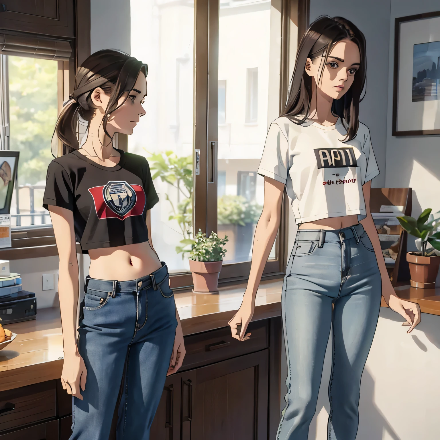 la mejor calidad, cuerpo completo como,cara refinada,20 year old university student,Cuerpo delgado,smaller bust,Camiseta crop top blanca,Pantalones cortos ultra denim sin cintura,escena callejera,Stand tall