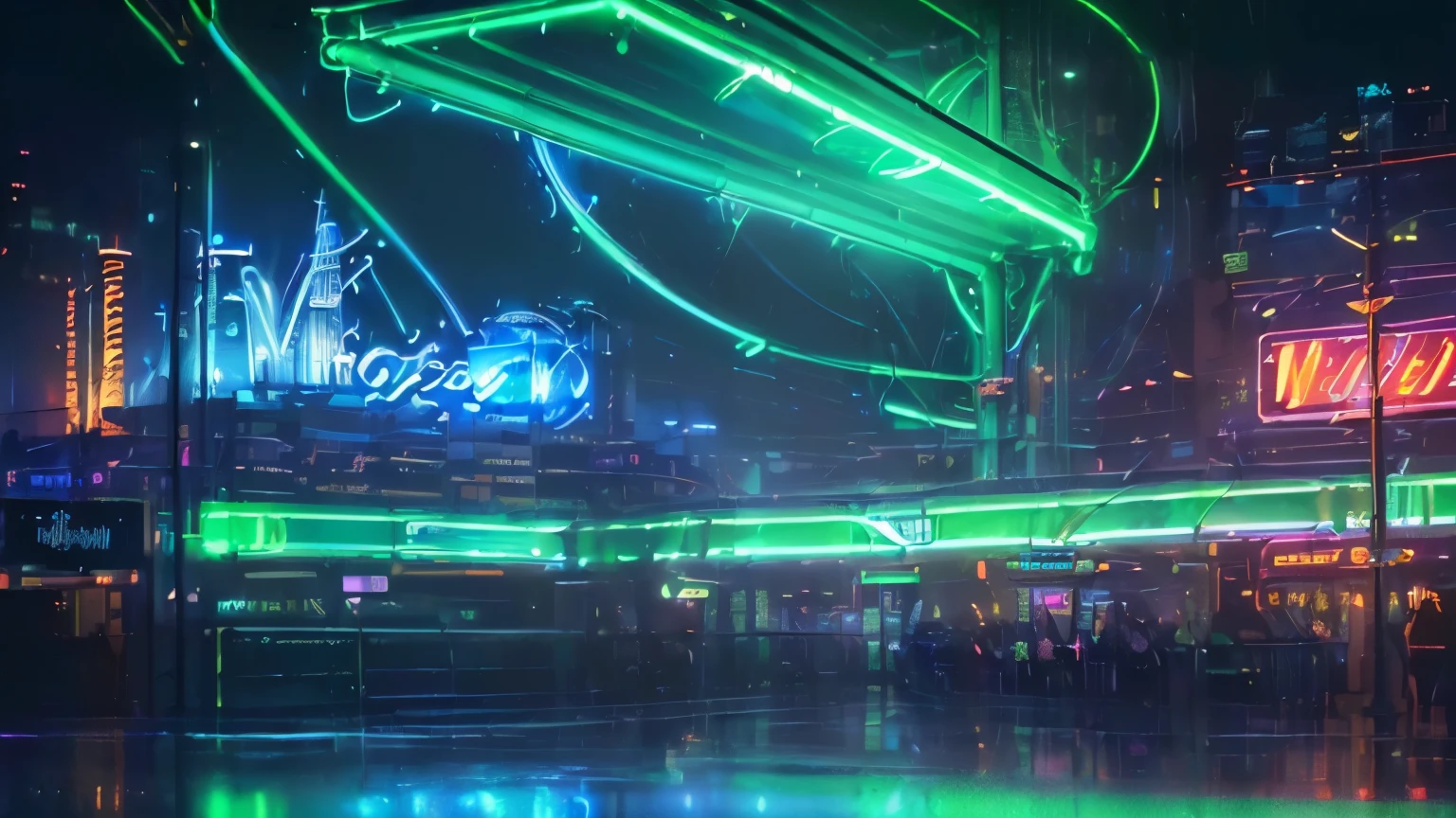 ((Vibrant neon signs)), ((Illuminated masterpiece:1.4)), ((Realistic reproduction:1.3)), ((Detailed illuminated lines:1.5)), ((Photorealistic:1.6)), Neon Sign, urban, ((Vivid colors:1.5)), Cityscape, Retro, ((Glowing tubes:1.4)), electronic, ((Reflective surfaces:1.4)), Rainy night, ((Glass-smooth enamel protective coating:1.31)), energy-efficient, ((Glowing letters:1.5)), Night scene,