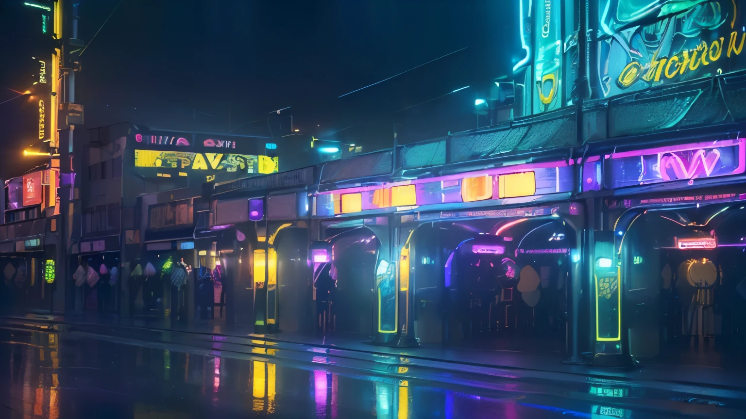 ((Vibrant neon signs)), ((Illuminated masterpiece:1.4)), ((Realistic reproduction:1.3)), ((Detailed illuminated lines:1.5)), ((Photorealistic:1.6)), Neon Sign, urban, ((Vivid colors:1.5)), Cityscape, Retro, ((Glowing tubes:1.4)), electronic, ((Reflective surfaces:1.4)), Rainy night, ((Glass-smooth enamel protective coating:1.31)), energy-efficient, ((Glowing letters:1.5)), Night scene,