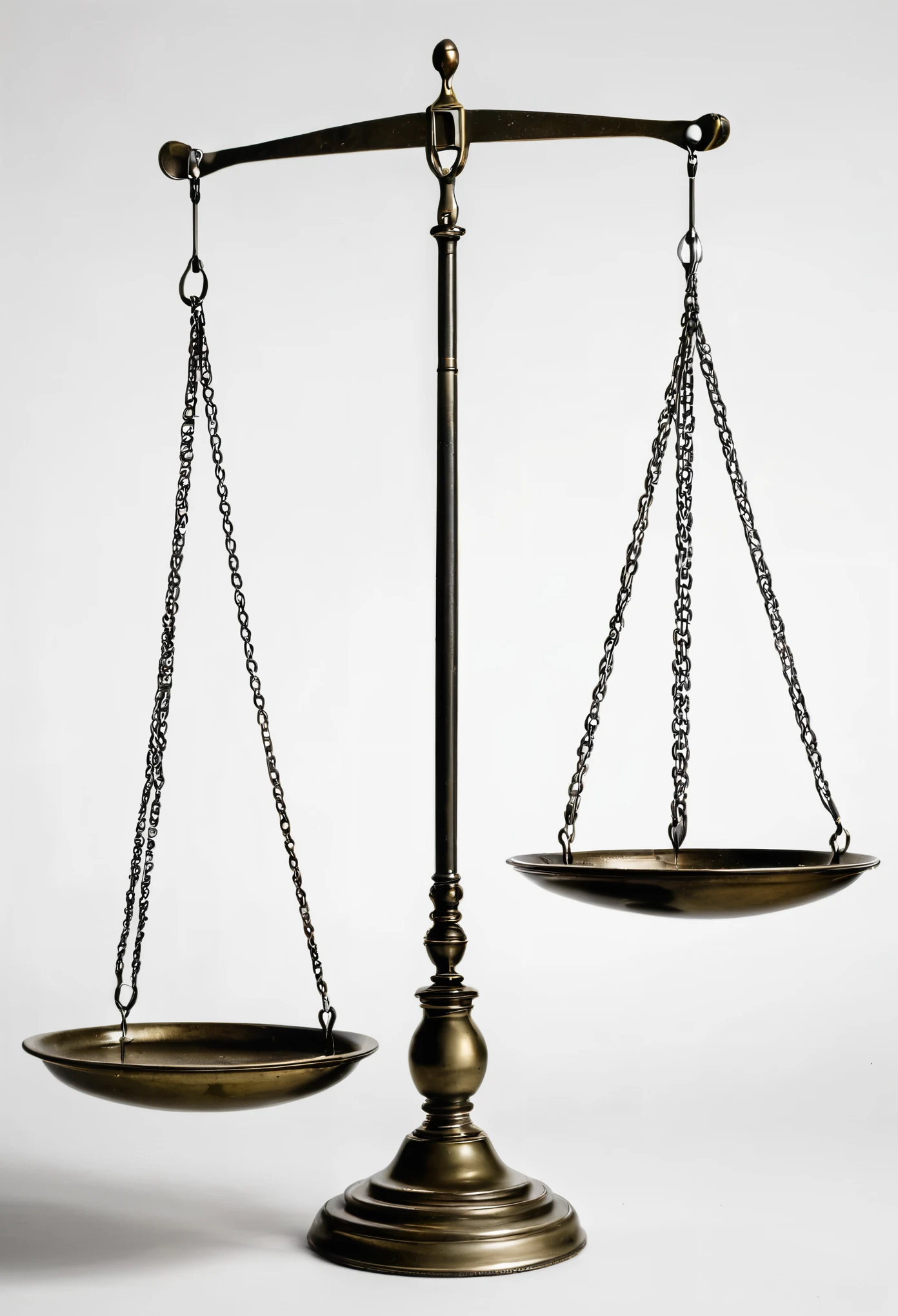 A balance scale, with one side of the scale unbalanced, esta uma caneta, on the other side of the scale, uma pistola