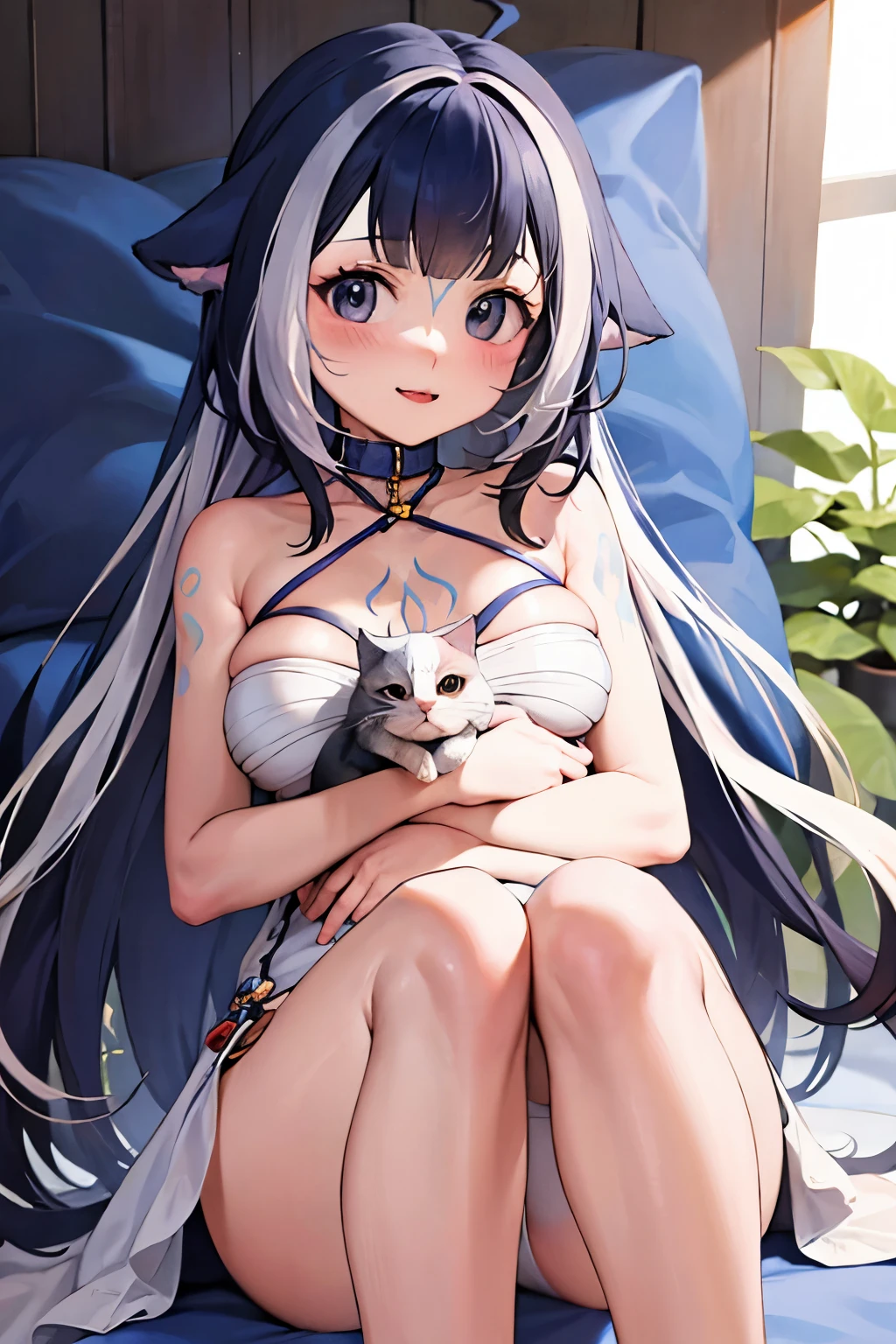 Cute Picture cuddeling with Cats