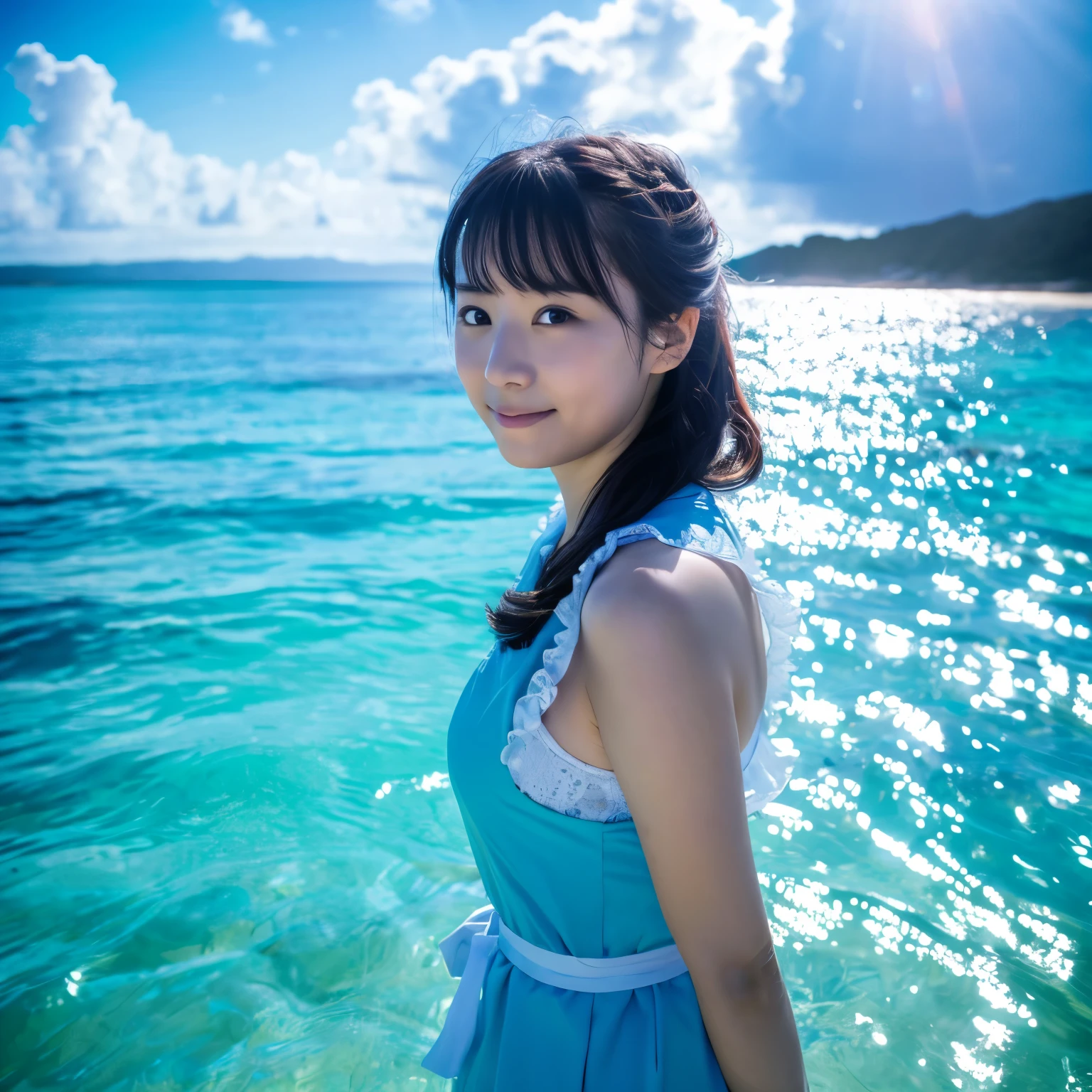 Okinawa maid cafe high exposure blue sea