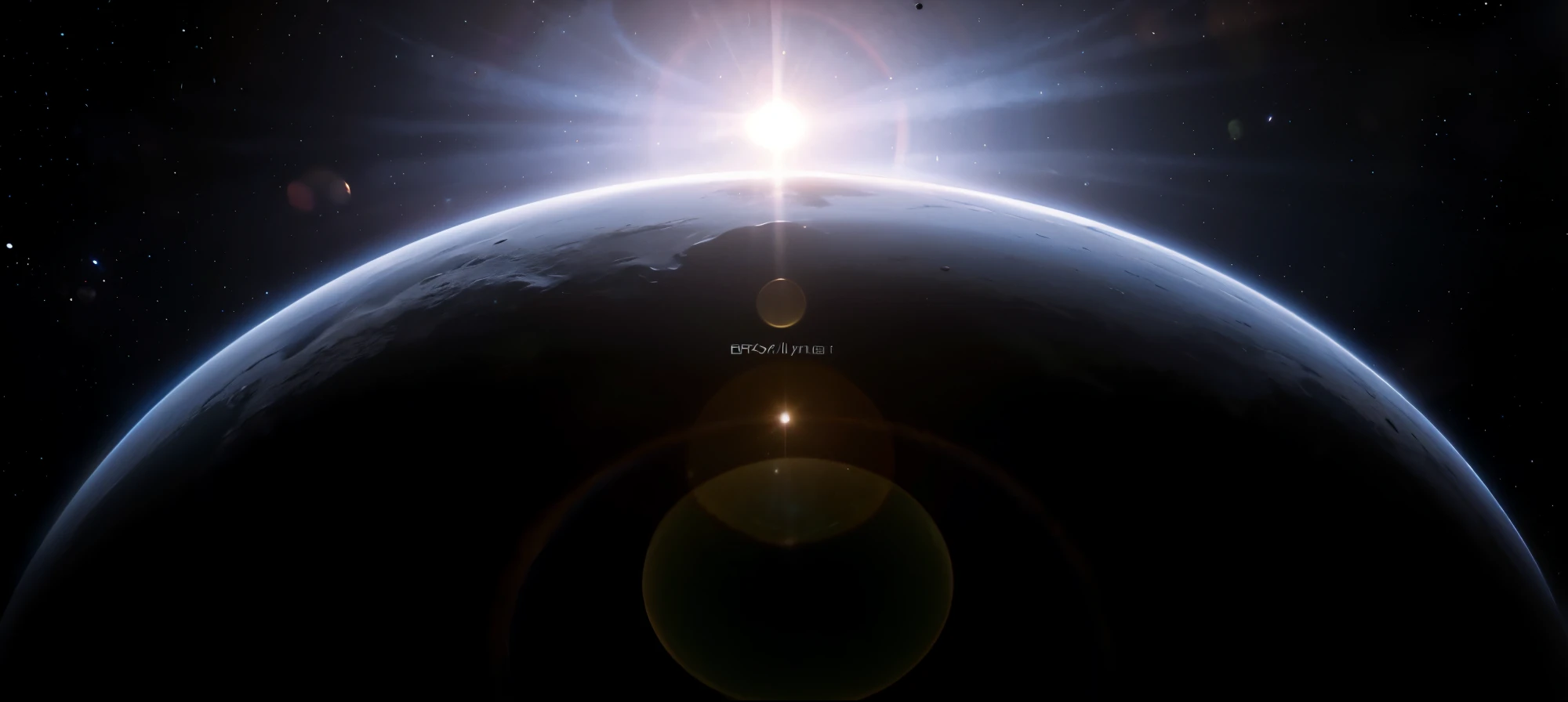 Close-up of planet with sun in background, Exoplanets, Highly detailed atmosphere, Space atmosphere, Distant light from a distant sun, Subtle lens flare, another planet, Sunset on a distant machine planet, space engine, big planet in background, Atmosphere of dawn, planet in space, Exoplanets landscape, on Exoplanets, glowing light atmosphere, planet surface