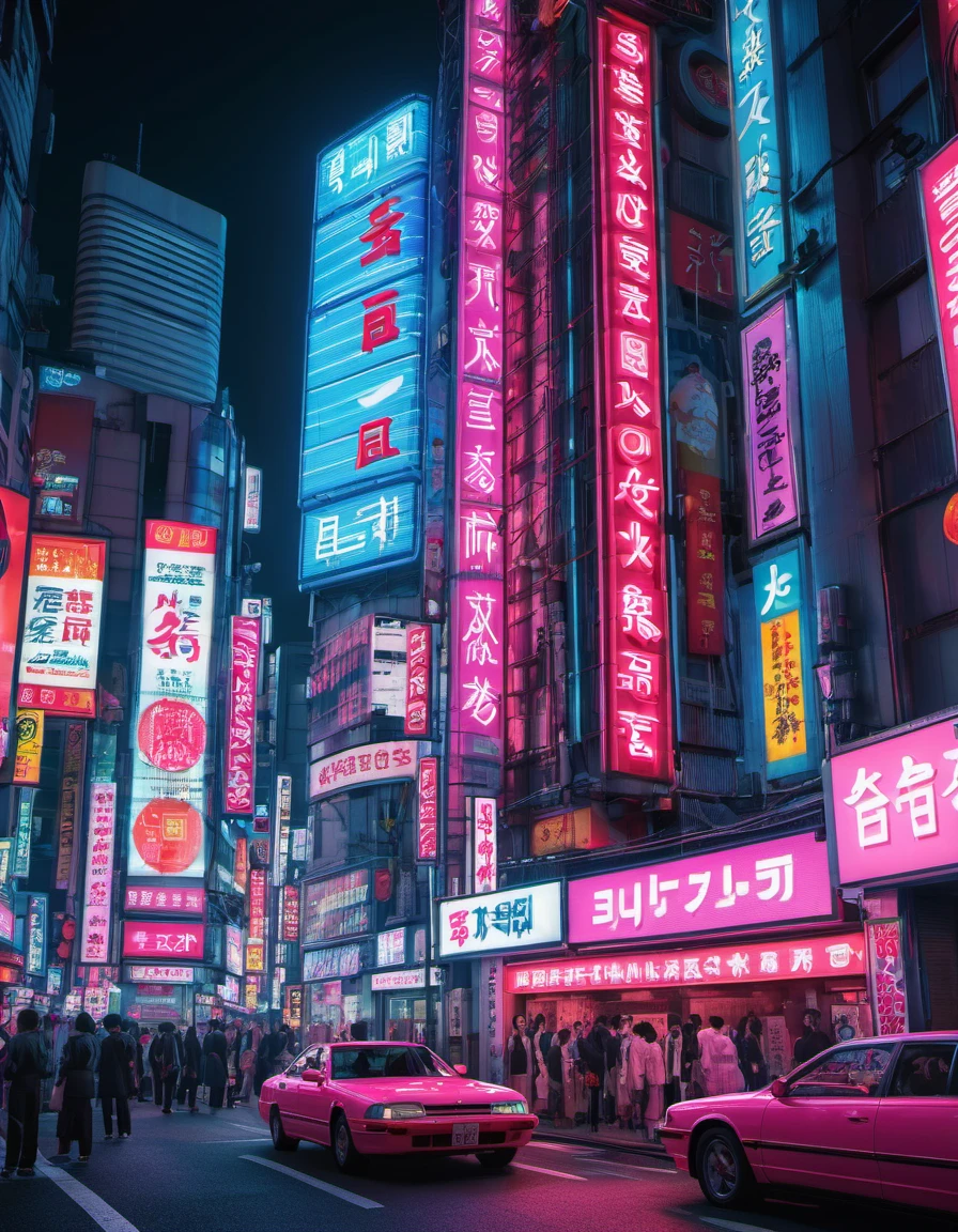A captivating 3D render of a futuristic neon-lit Shinjuku Kabukicho scene in Tokyo during the 2000s. The iconic tower looms in the background, casting a shadow over the bustling streets. Vibrant neon signs and advertisements light up the night, creating a dazzling display of colors and shapes. The cinematic poster features a sleek, stylized typography, with a bold neon pink "SeaArt" logo. The overall atmosphere is a blend of nostalgia and futuristic technology, with a touch of Japanese pop culture., cinematic, typography, 3d render, poster