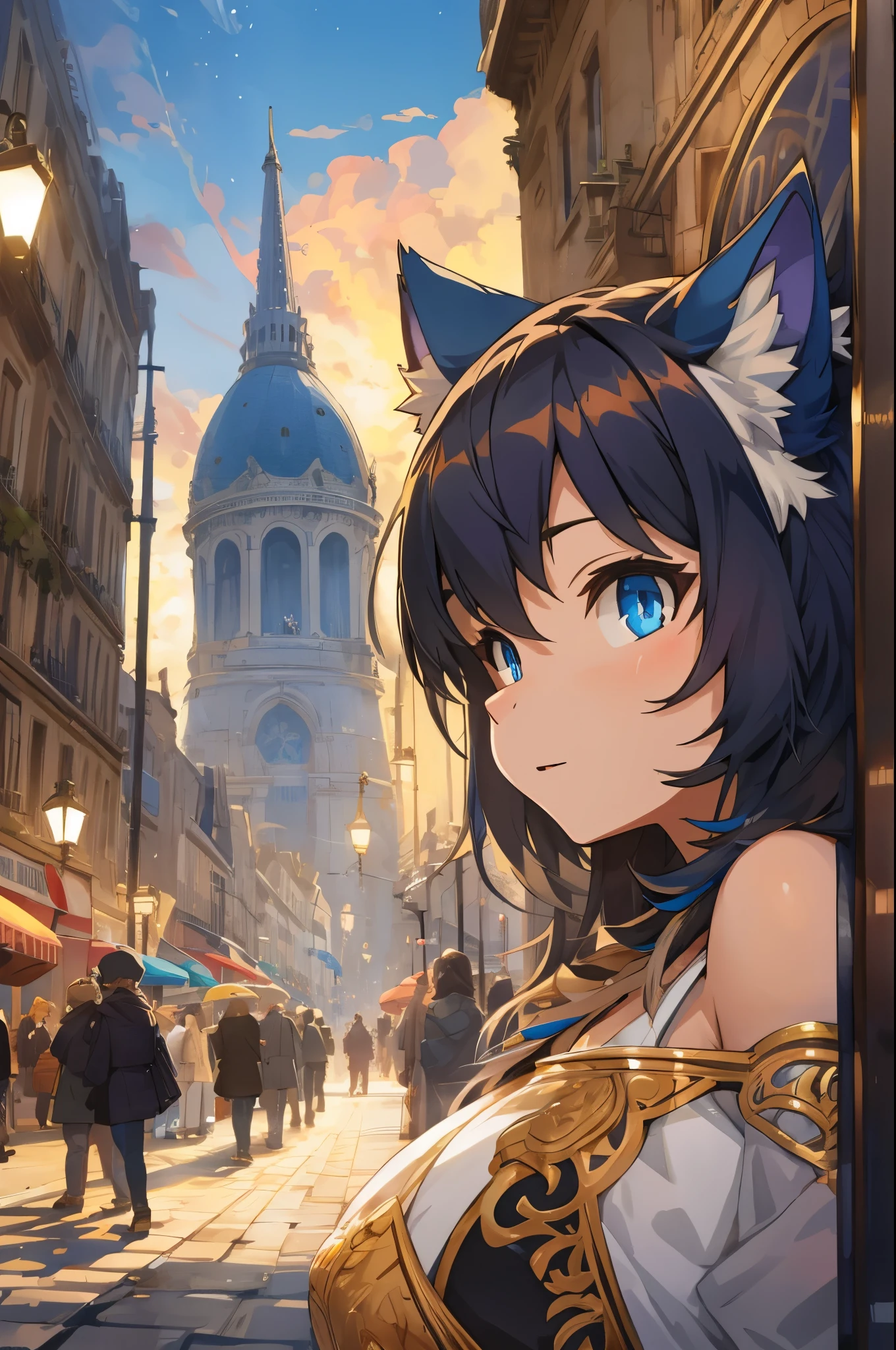 top quality, best quality, High-quality illustrations, masterpiece, super high resolution, detailed background, Streets of Paris, The fountain, 6+boys, 6+girls, absurdres(highly detailed beautiful face and eyes)perfect anatomy, expression, good lighting, cinematic shadow(kemono, furry anthro)assorted poses, dynamic angle,
