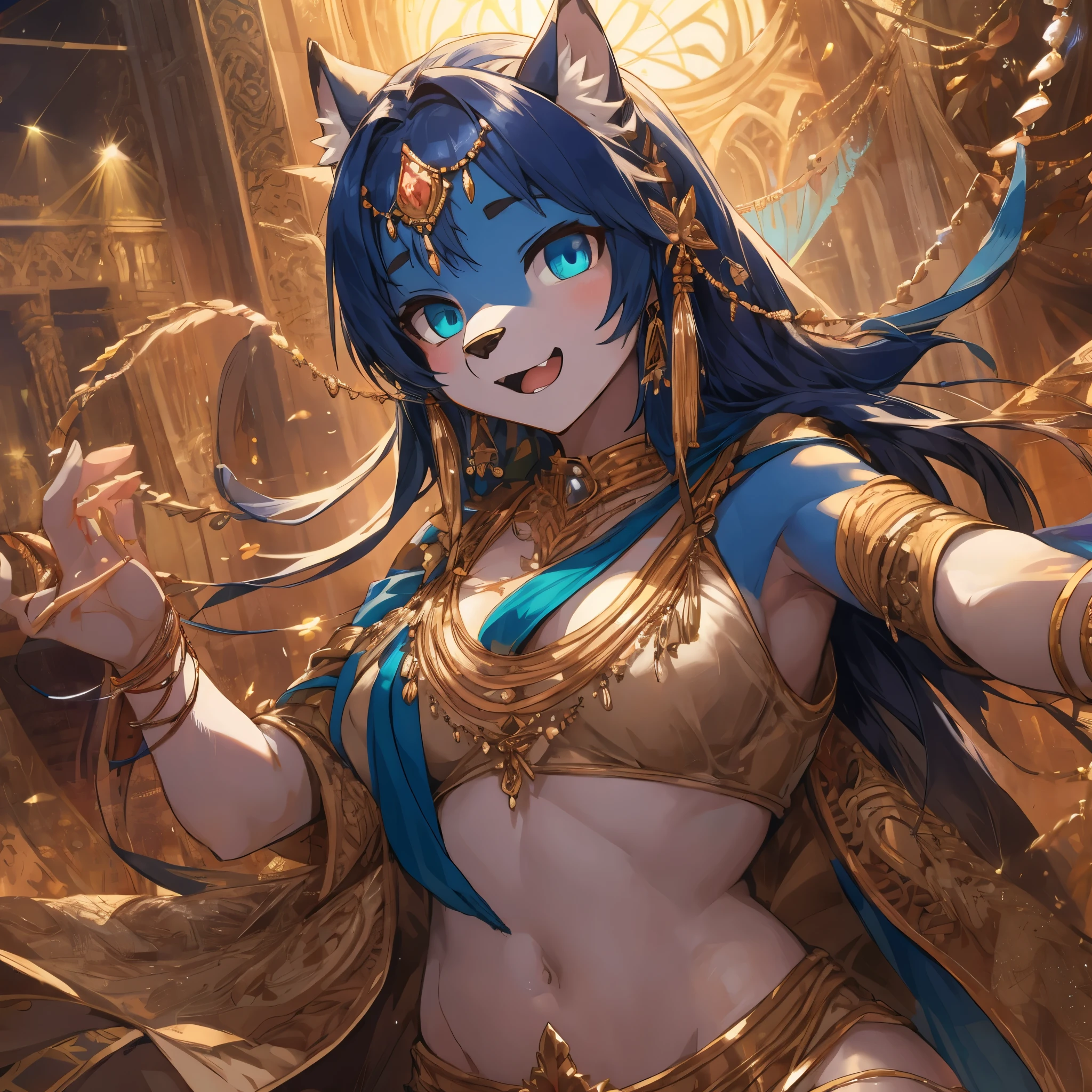 top quality, best quality, High-quality illustrations, masterpiece, super high resolution, detailed background, detailed background, Belly dancer, Raqs Sharqi, stage, Spotlight, group shot:0.5, 6+boys, 6+girls, Happy, joyful, absurdres(highly detailed beautiful face and eyes)perfect anatomy(kemono, furry anthro),