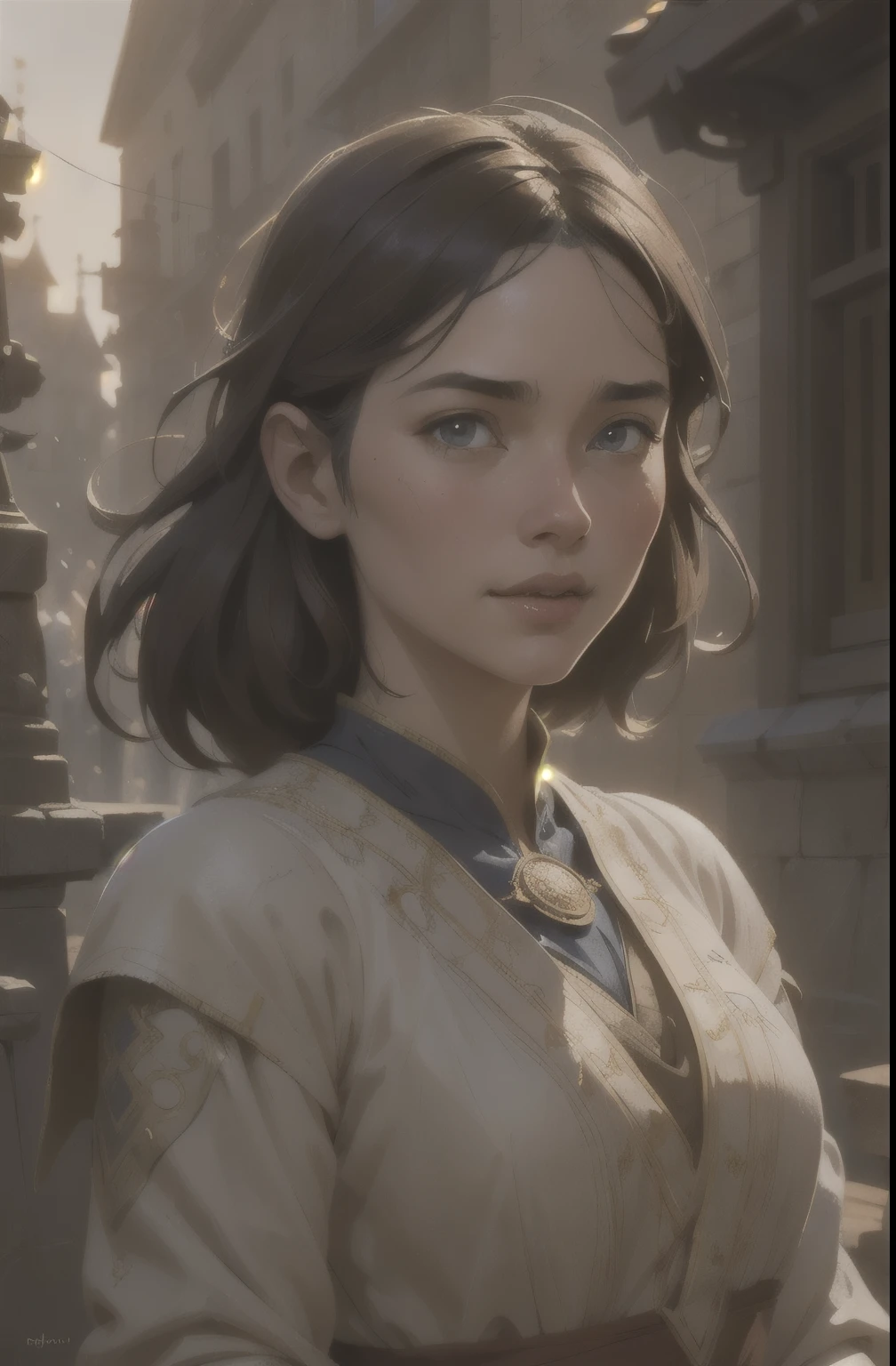 medieval girl, joyful, hope, close-up portrait, intricate, elegant, volumetric lighting, scenery, digital painting, highly detailed, artstation, sharp focus, illustration, concept art, ruan jia, steve mccurry