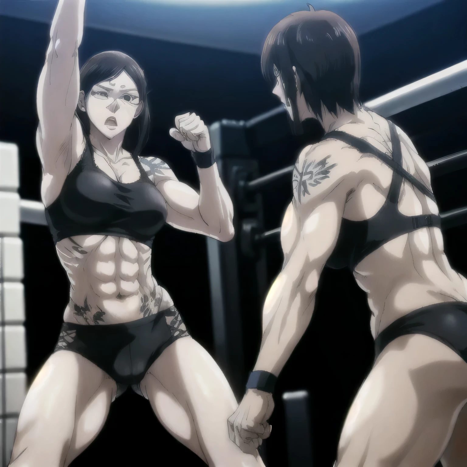 Tattoos, female MMA fighter,muscles,