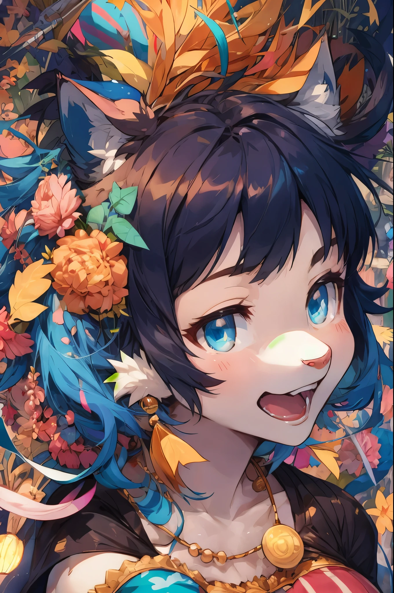 top quality, best quality, High-quality illustrations, masterpiece, super high resolution, detailed background, detailed background, circus, colorful light, Acrobat, stage, group shot:0.1, 6+boys, 6+girls, Happy, joyful, absurdres(highly detailed beautiful face and eyes)perfect anatomy(kemono, furry anthro),