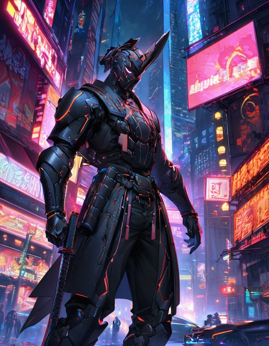 male, (muscular, full nude, only Glowing cyberpunk future helmet, only kimono, only jock strap,) realistic, roof of  skyscraper, night,  realistic,