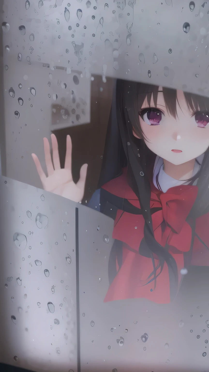 There&#39;s a girl looking out the window, anime styled 3d, rin tohsaka, it&#39;s raining!!, render of a cute 3d anime girl, 3d anime girl, it&#39;s raining!, anime style. 8K, Realistic anime 3d style, mysterious girl, it&#39;s raining, Another close up of Iwakura, anime 3d art, by Hitoshi Homura