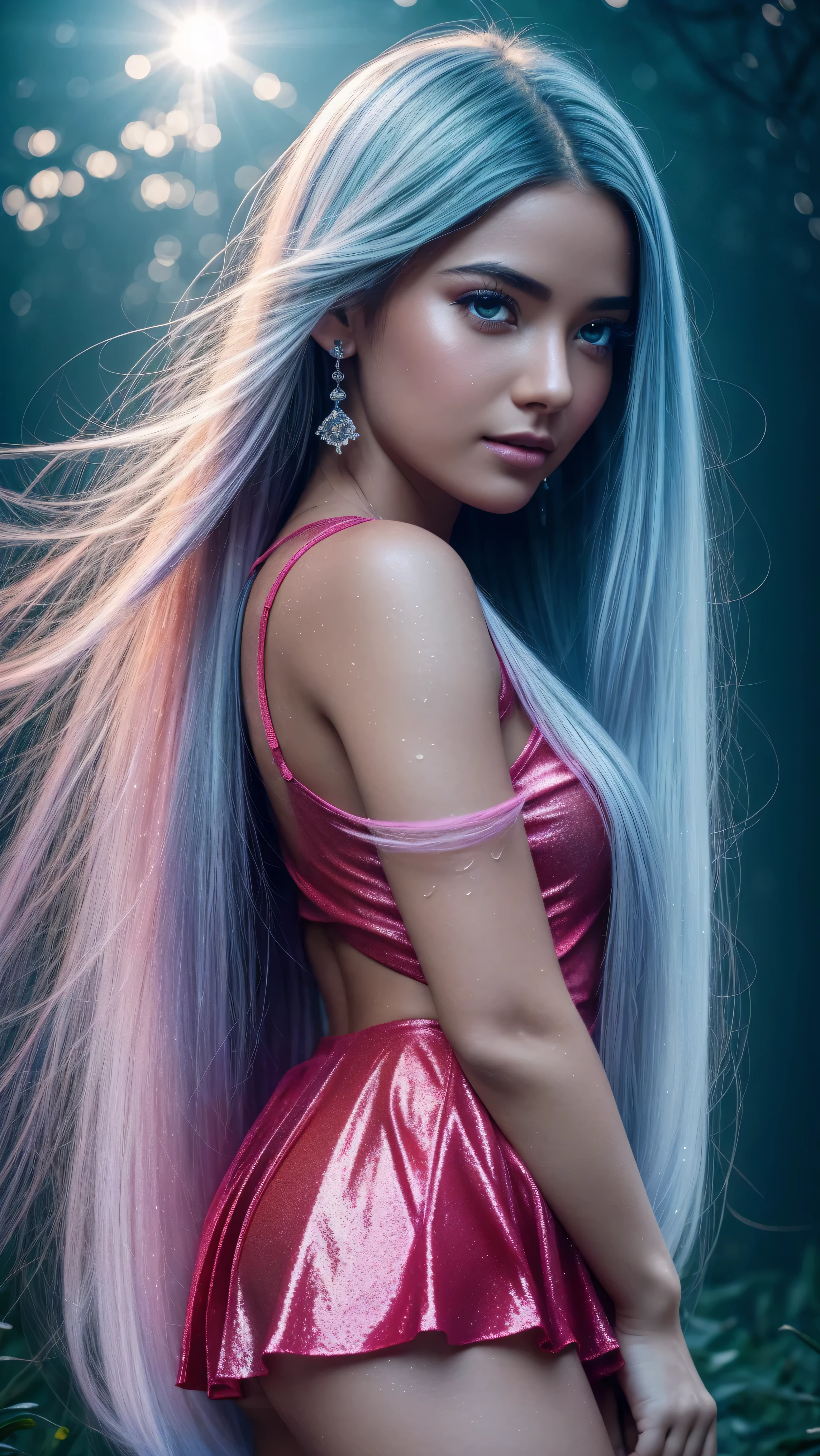close-upBeautiful realistic girl with blue long hair in the fog,deep atmosphere ,Close-up of clean skin with detailed skin ,,in black tights and a pink blouse ,on an orange background ,Against the background of the starry sky,Bright makeup,EARRINGS WITH GLITTERS,two-leaf gray flower,translucent speckled bifoliate gray,Bioluminescent - Ultra High Quality 8K Music Equalizer, high passion, Rich colors, Soft light, Super detailed photos. ultra high quality 8K, high passion, Noise reduction, яркие Rich colors.. high quality, 8k Ultra HD, high passionhigh quality,мягкие close focus,very beautiful flower, translucent red lily of the valley with dew drop flower, bioluminescent flower glows and shimmers, he grows in a mysterious forest, shrouded in mystery, Сверхhigh quality 8k, high contrast t, Rich colors, Soft light, Ultra-detailed photos. Сверхhigh quality 8k, tall with the spotlight on a girl in a black and red dress.., High detail, realistic beautiful girl with long light yellow hair, Gradient ,girl with good charisma, creative approach to non-standard poses,., Girl in miniskirt, there are splashes of silver dust, and behind him nebula, atmospheric lighting, surrounded by wet dew drops, behind the fantasy world, on a beautiful background, glare, shine, shine, spray drops, high quality, 8k Ultra HD, high contrast, high quality, Soft light, Close-up of a beautiful realistic girl with BRIGHT WHITE TURQUOISE and pink long hair......... ,Close-up of clean skin with detailed skin ,full length, in a short miniskirt, Preparation Realistic room with silver patterns with pearlescent shine,in drops of dew, stands in a beautiful place where there are a lot of rubber hearts ,everything around is pink and blue,grow along the edges with flowers,in the moonlit meadow ,nebula,epic mood,Best quality,ultra detail,Contrast,clear focus,volumetric light