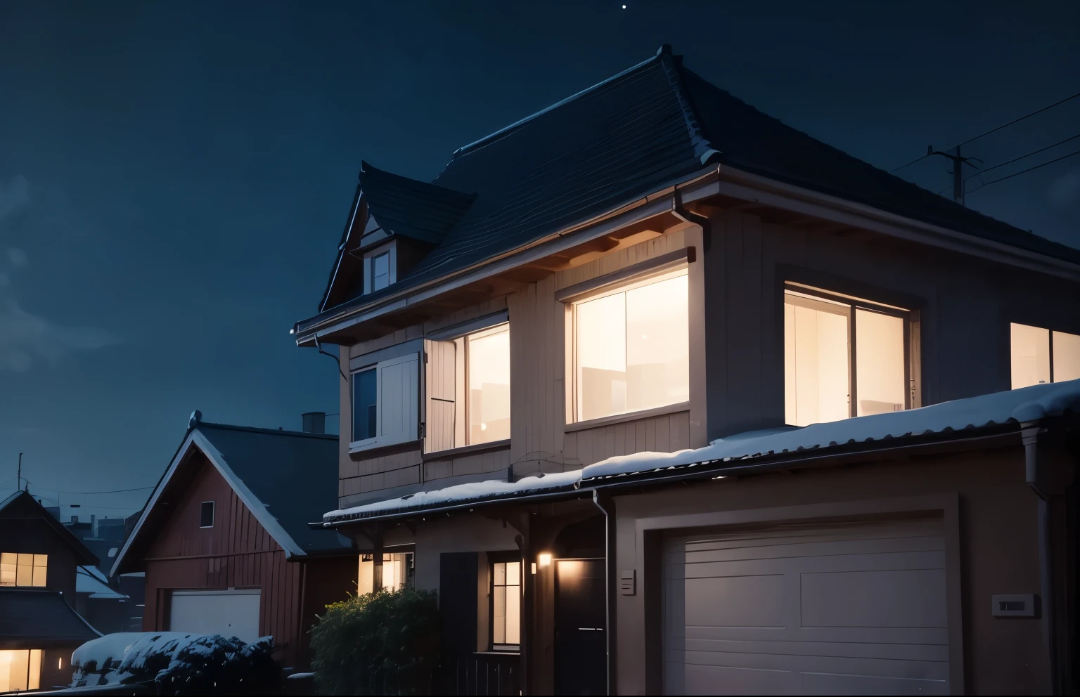 house, city, night