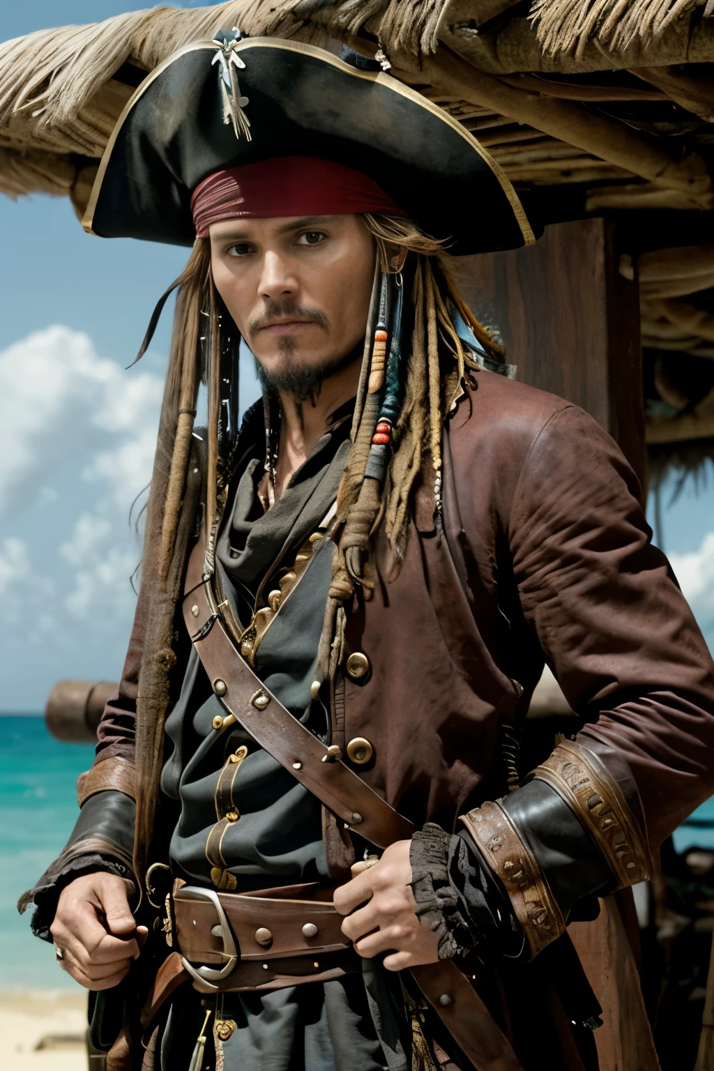 piratas of the caribbean movie still has a lot of character, sparrow, piratas of the caribbean, captain sparrow, piratas of the carribean, jim carrey as sparrow, piratas of the caribbean (2006), Johnny Depp, tom holland as un pirata, scene from a live action movie, portrait of captain sparrow, piratas, un pirata