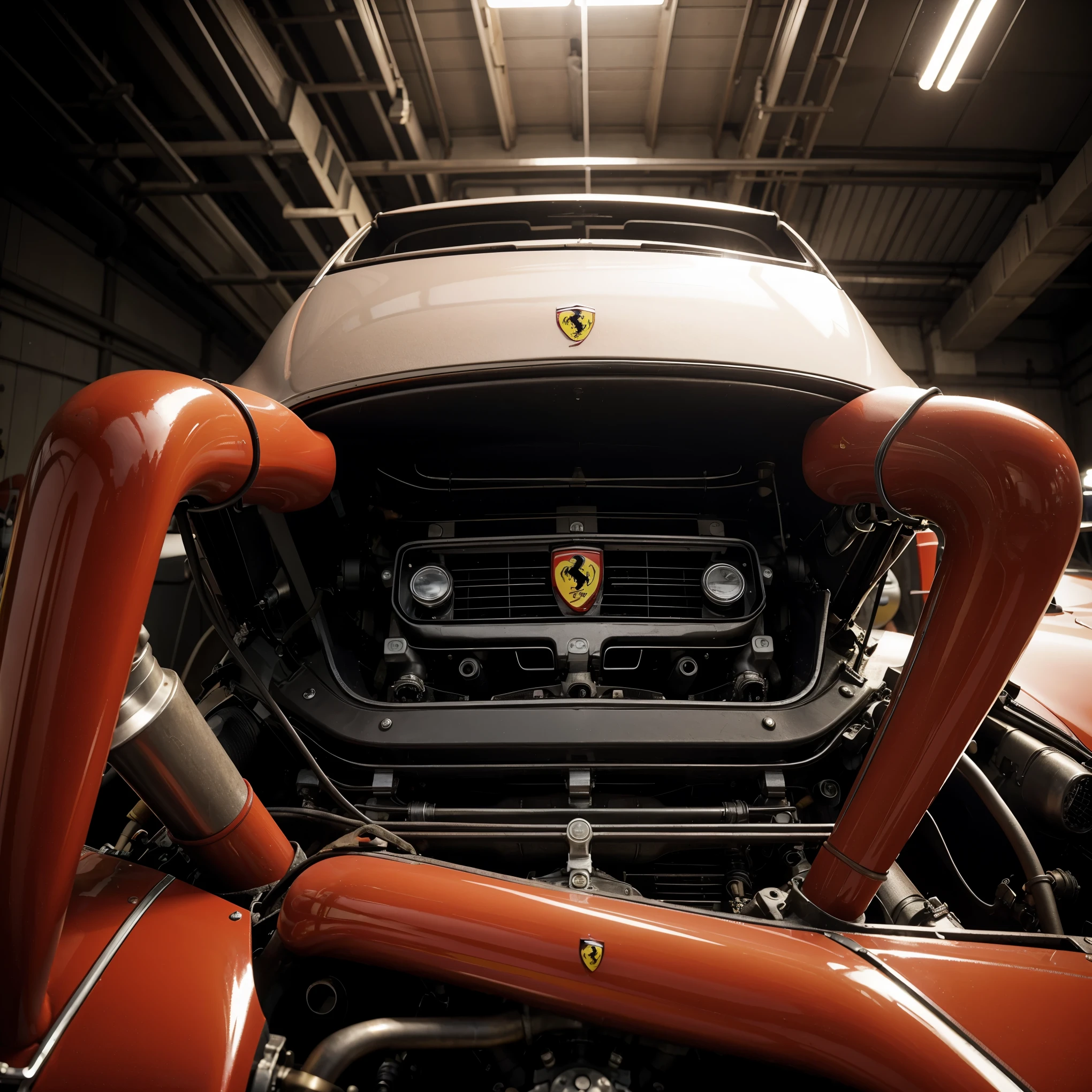((Sadie Sink, Roter Tanga tragen, highheels, posing on Ferrari)) ((oben ohne)), body full of lather, nasses Haar, Meisterwerk, ultra-detailliert, ultra realistisch, highest quality, RAW-Foto, Waschanlage