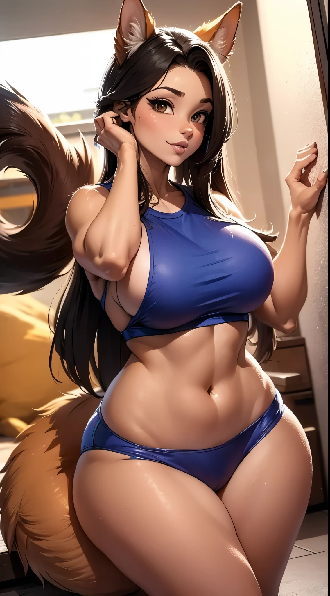 (antropo, pele fofa, foco do personagem:1.1), 1 garota, antropo dog girl, pele do corpo, Sozinho, medium breasts, (coxas grossas:0.5), curved,