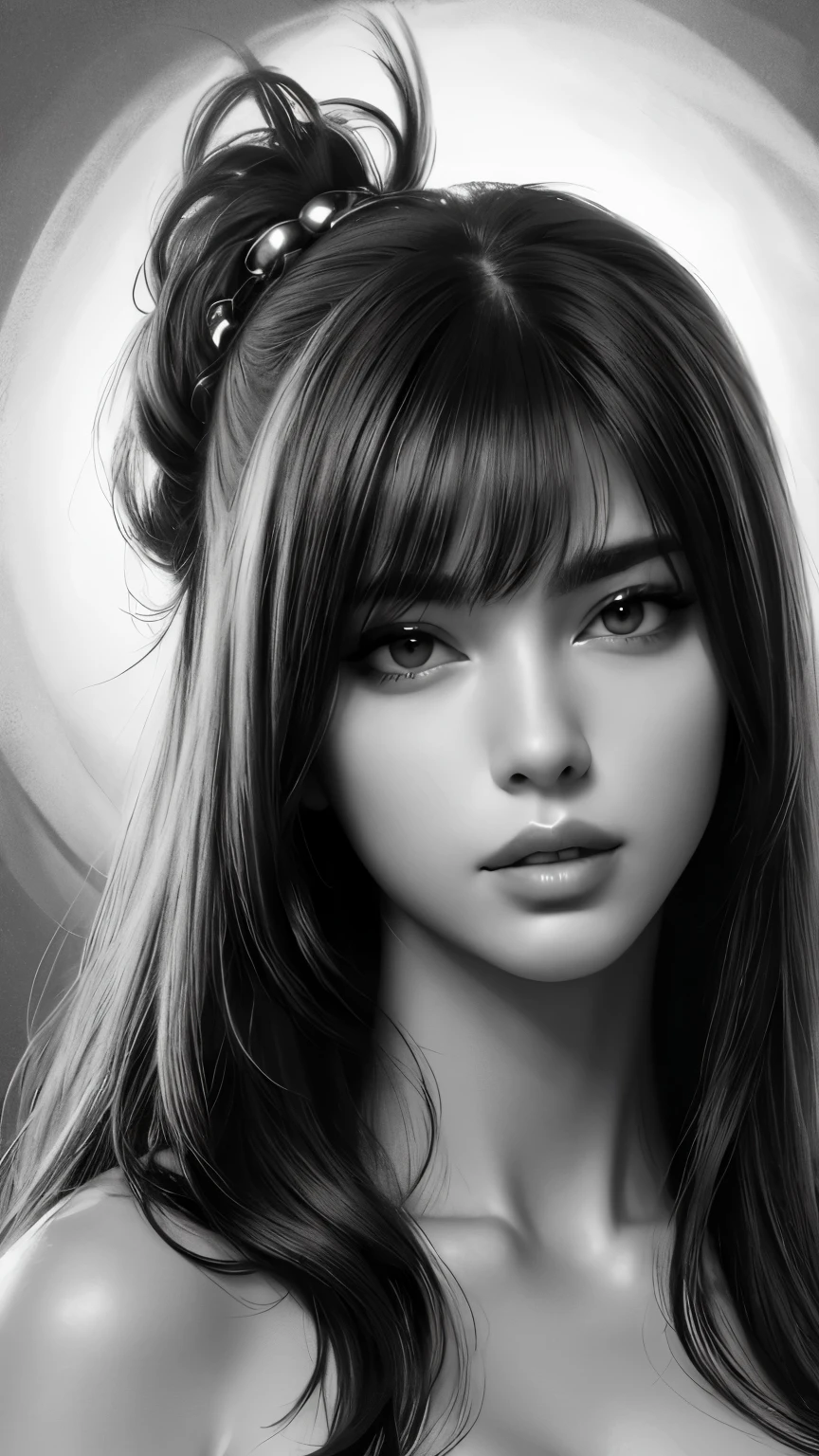 masterpiece, best qualitiy, RAW photos, realisticlying, A high resolution, hyper-detailing, Focus on the face, Detailed eyebrows, realistic beautiful eyes, realistic glossy skin, straight Bangs, realistic movie lighting, detail shaded, high contrast, Slender, big boob, Big breasts, Exposed cleavage, open mouse, nsfw, Sexy face, Facial expressions when receiving pleasure, ((Dark background)),