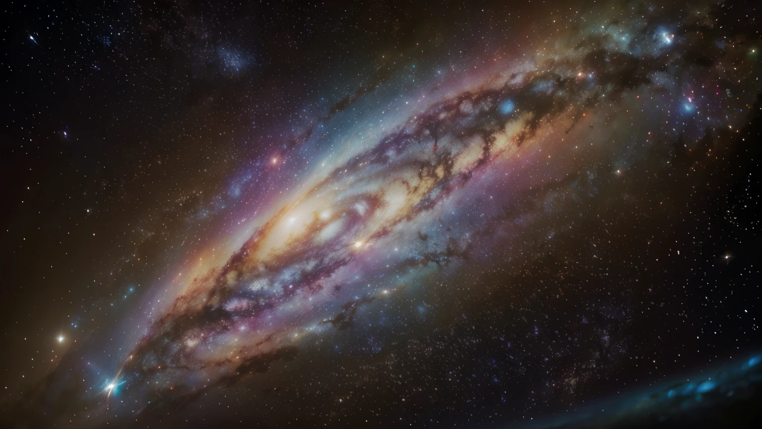 (best quality,4k,8k,highres,masterpiece:1.2),ultra-detailed,(realistic,photorealistic,photo-realistic:1.37),colorful, cosmic, vibrant, diverse, dynamic, bright, vivid, striking, eclectic, energetic, powerful, swirling galaxies, free soul, tall figure, proud stance, vibrant backdrop, cosmic energy, diverse elements, dynamic composition.