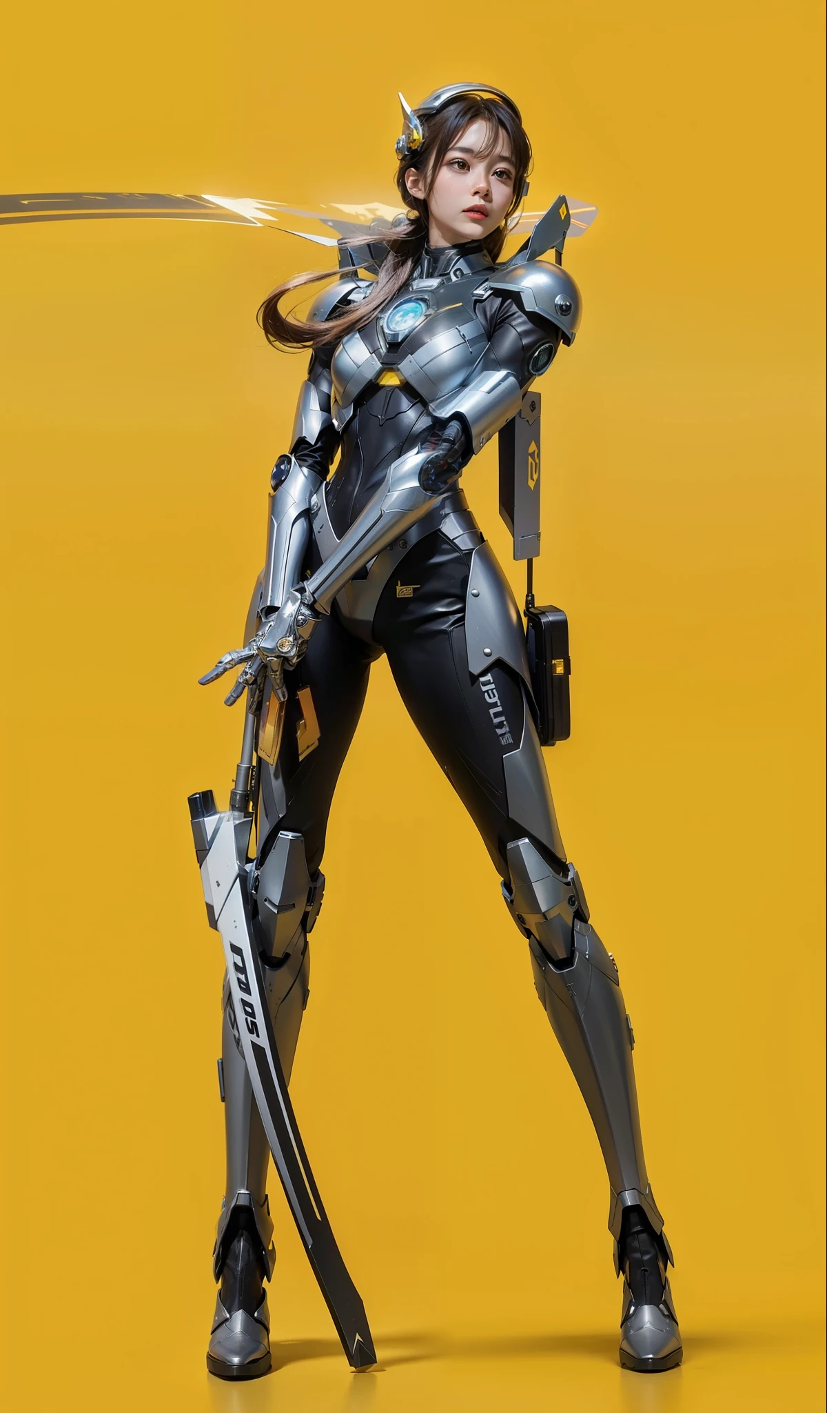 best quality,gold jewelry,fairy skin,(every time :1.2),Everlasting,super detailed,actual,high quality,movie lighting,Ray tracing,ultra high definition,upper part of body, Future Iron Man mecha,shot,Battery,Launching equipment,large caliber artillery,Rostland 8K,Mecha Cyber Armor Girl,Wearing a cyberpunk stamina helmet,Wearing a glowing space helmet,High-tech motorcycle helmet,With breathing light,The armor of the future shines,Armed electromagnetic gun,Mecha style,Wearing mechanical gloves,neat fingers,Put on high-tech boots