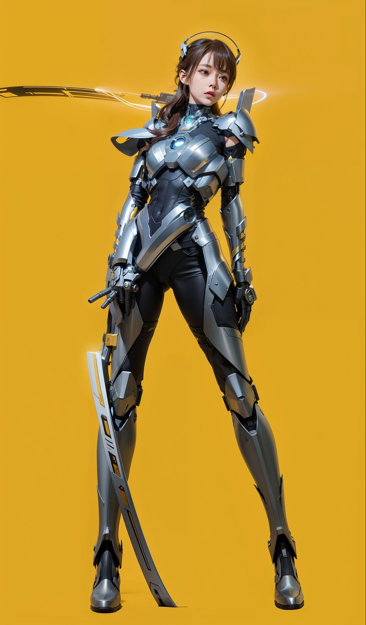 best quality,gold jewelry,fairy skin,(every time :1.2),Everlasting,super detailed,actual,high quality,movie lighting,Ray tracing,ultra high definition,upper part of body, Future Iron Man mecha，shot，Battery，Launching equipment，large caliber artillery，Rostland 8K，Mecha Cyber Armor Girl,Wearing a cyberpunk stamina helmet，Wearing a glowing space helmet，High-tech motorcycle helmet，With breathing light，The armor of the future shines，Armed electromagnetic gun，Mecha style，Wearing mechanical gloves，neat fingers，Put on high-tech boots