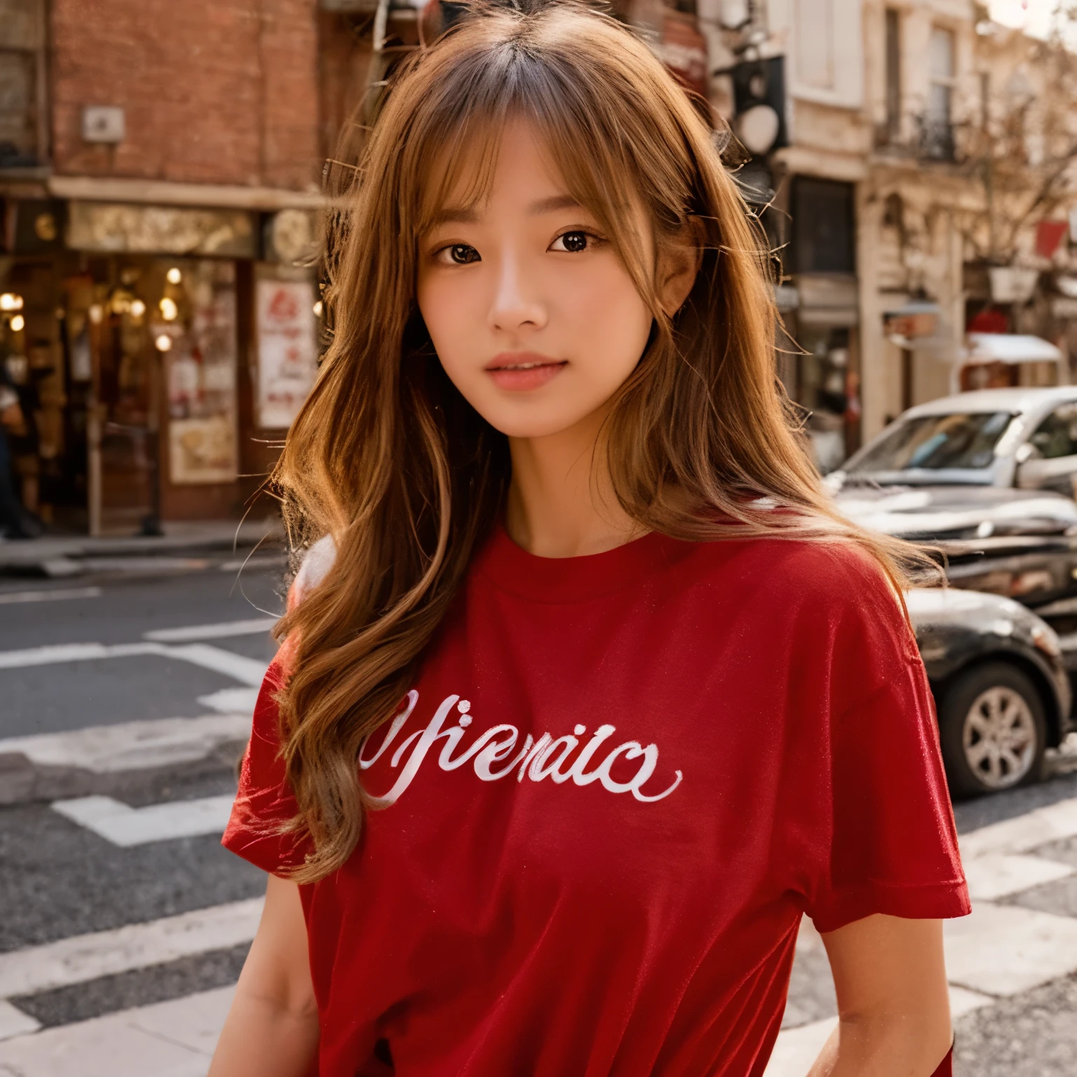 bright red t-shirt、