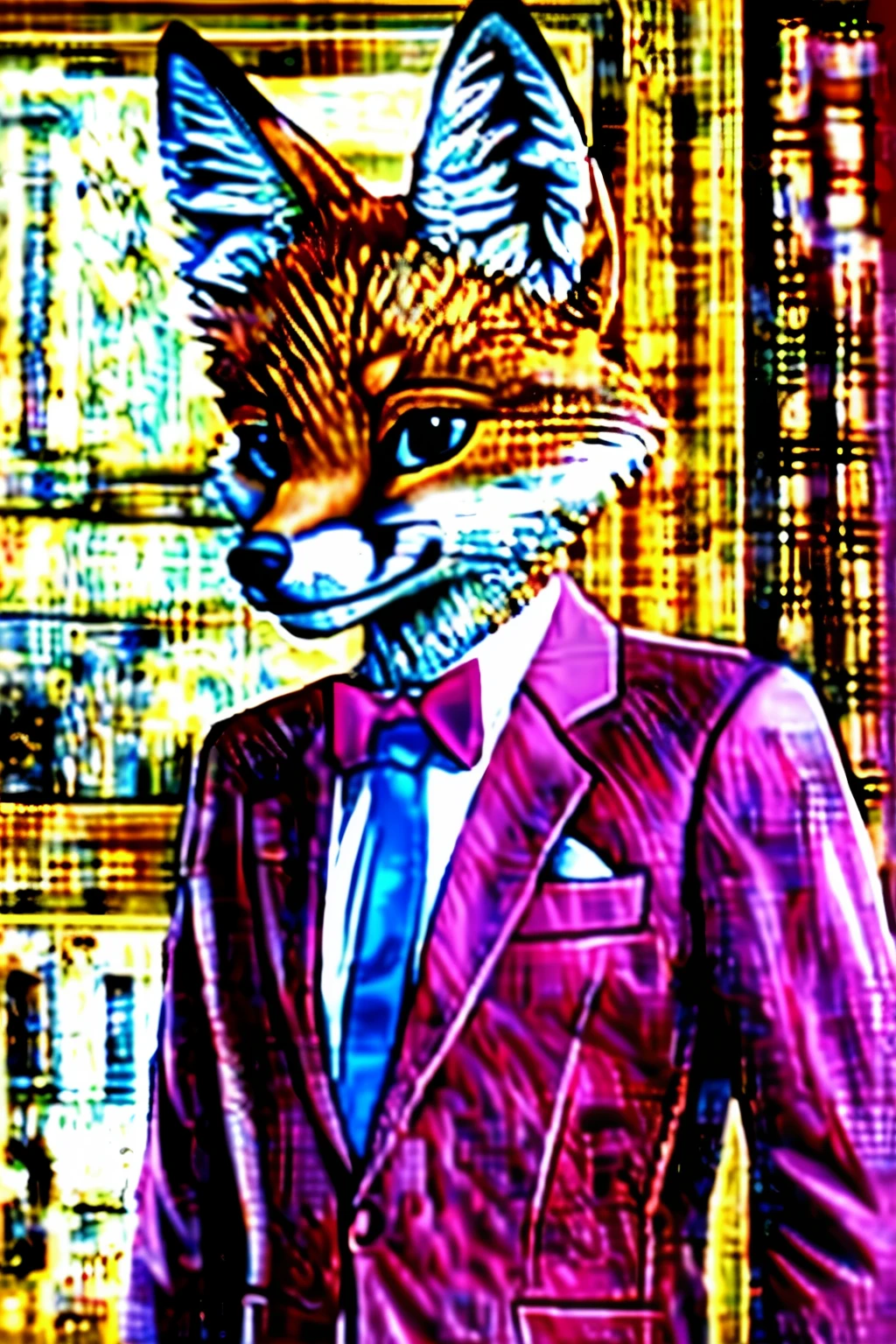 fox, pink suit