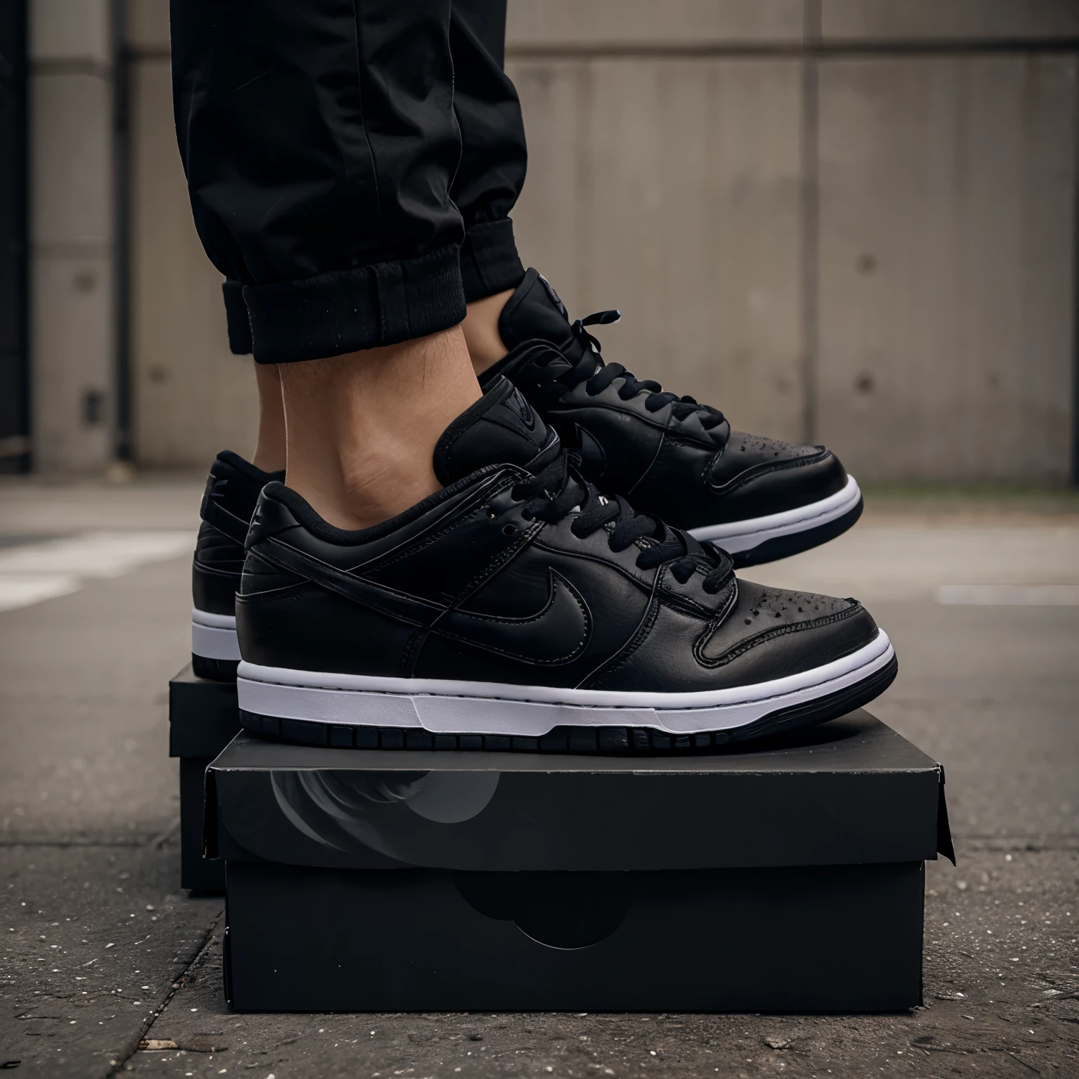 Paire Nike dunk noir détruite