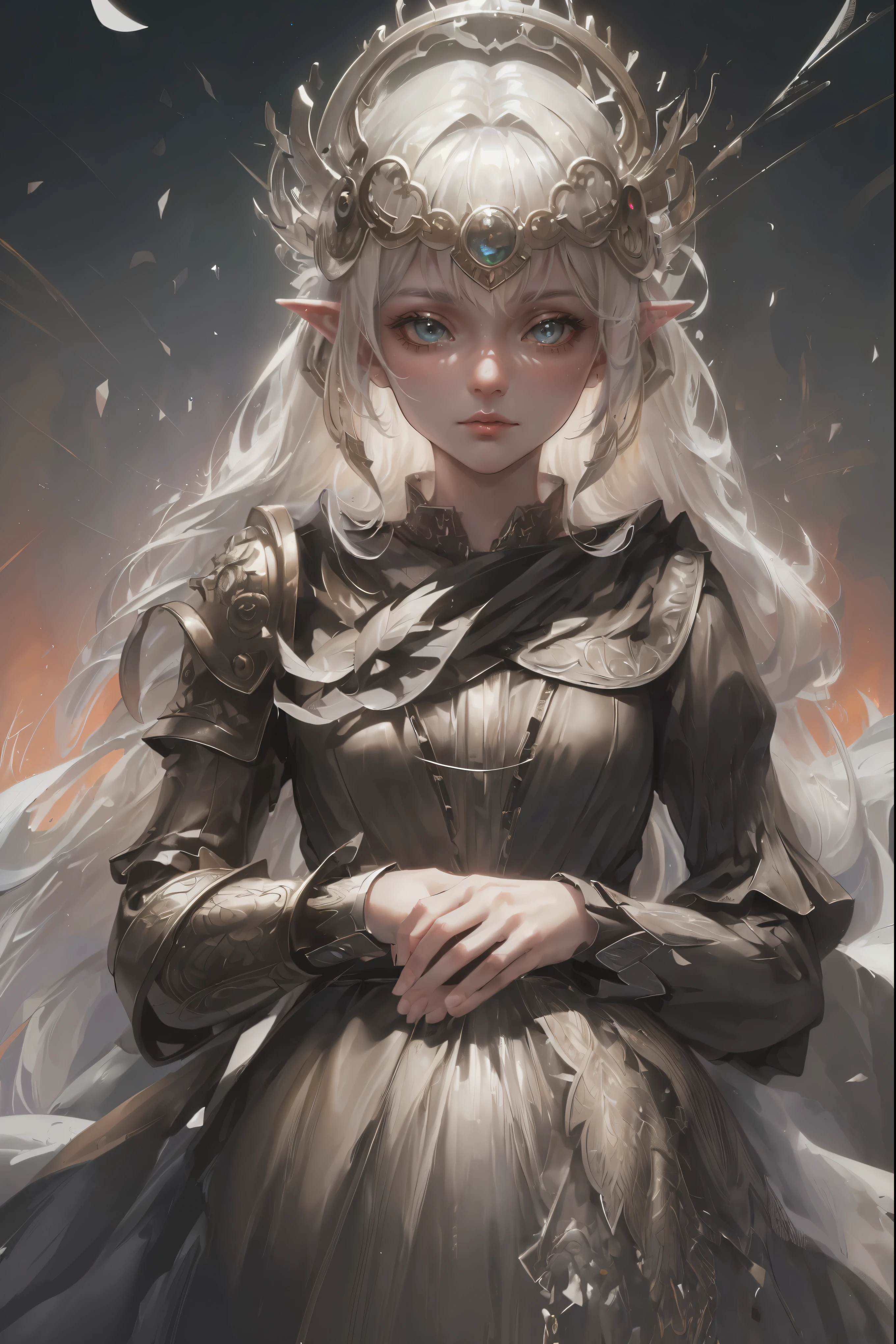 elf ears,(((( 1girl, white hair, right hand armament, // )), CGI, ((high quality:1.2, masterpiece:1.2)), absurdres, high resolution, (8k resolution), 8k, 8kres, 8k res, high details, detailed and intricate, intricate details, high intricate details, absurd amount of details, super resolution, ultra hd, megapixel, ((upper body:1.2)), portrait,)), CGI, ((high quality:1.2, masterpiece:1.2)), absurdres, high resolution, (8k resolution), 8k, 8kres, 8k res, high details, detailed and intricate, intricate details, high intricate details, absurd amount of details, super resolution, ultra hd, megapixel,