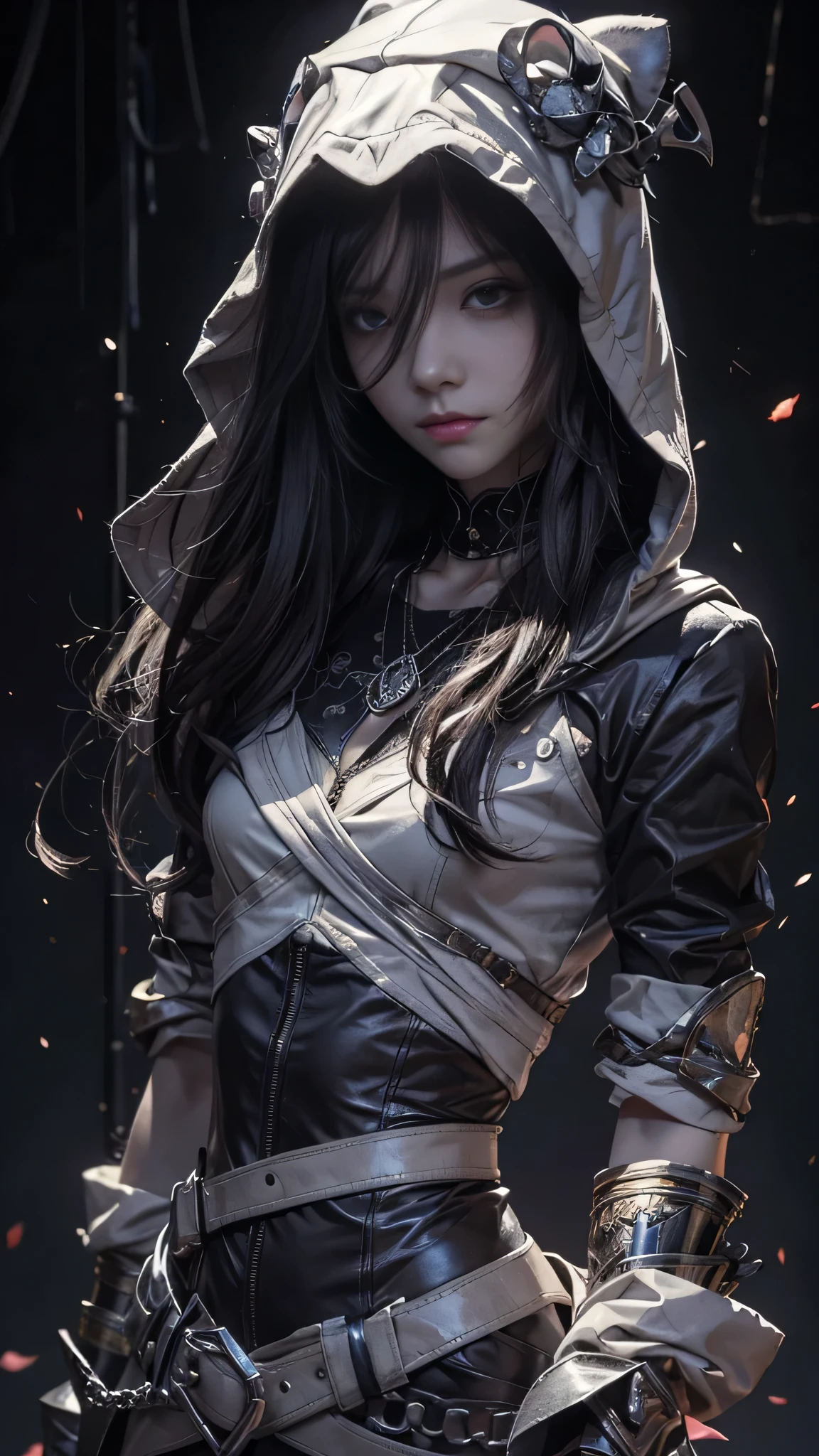 a close up of a woman with a hood on and a hood on, beautiful necromancer girl, artwork in the style of guweiz, albedo from overlord, 8k high quality detailed art, anime wallaper, anime style 4 k, portrait knights of zodiac girl, beautiful anime woman, albedo from the anime overlord