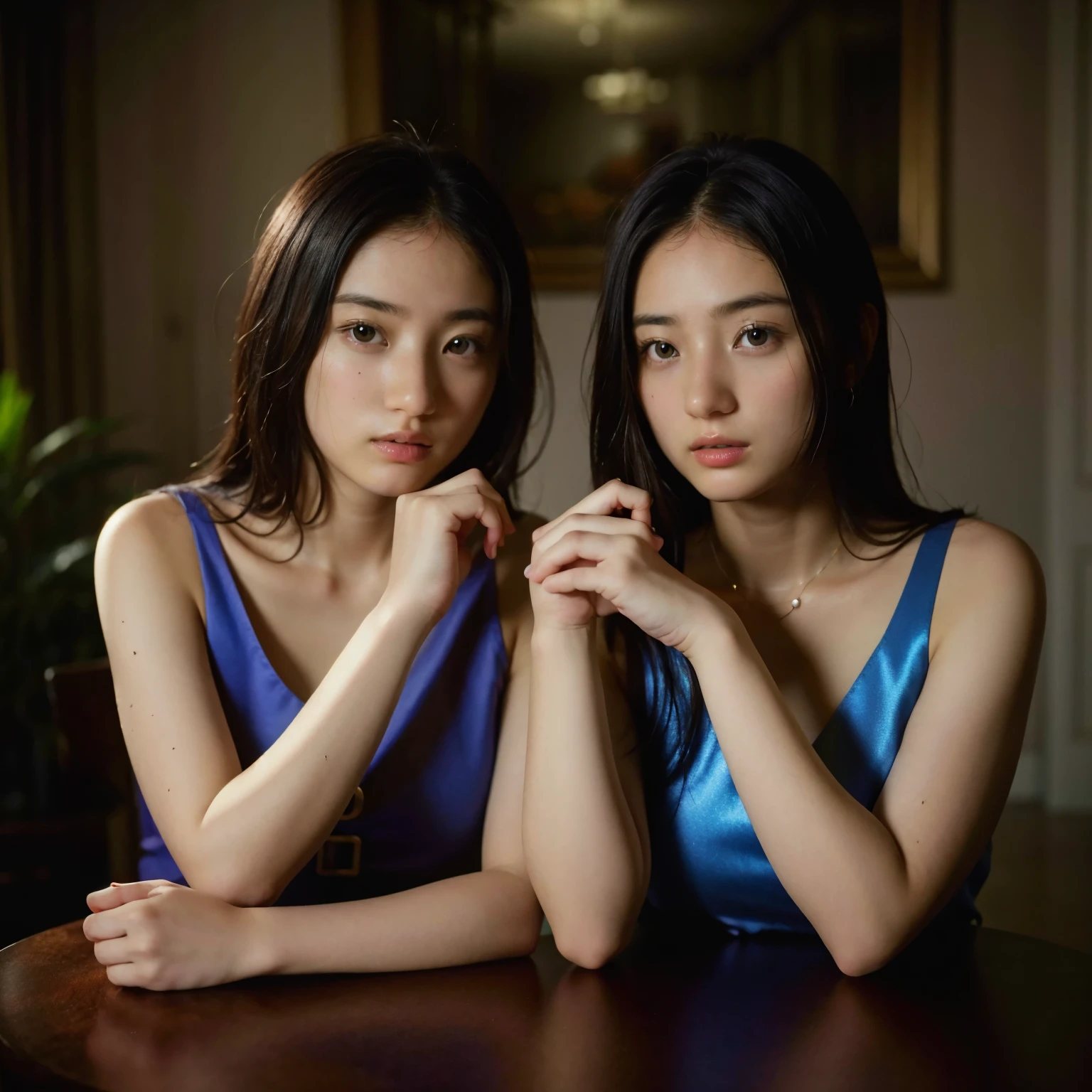 (table top, highest quality, beautiful quality), (realistic:1.4), (detailed lighting, highly detailed skin, very fine hair, shadowy, 8K, 15 years old with baby face、Identical twin sisters of girls:1.2), looking at the viewer, (high key lighting), highest quality, official art, unity 8K wallpaper, 超A high resolution, Hold me close、lesbian、like、Super detailed, beautiful and aesthetic