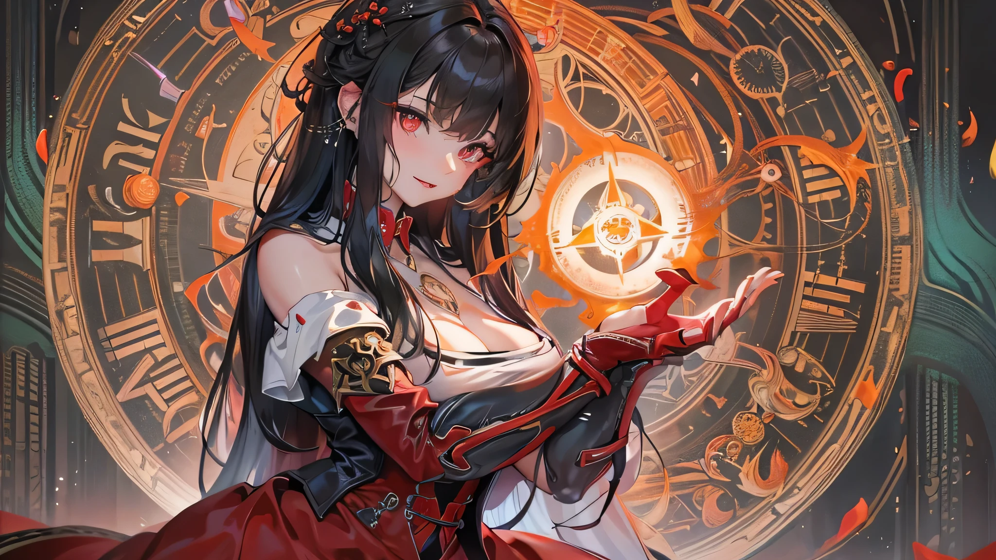 (masterpiece, sidelighting, finely detailed beautiful eyes: 1.2), (masterpiece*portrait), portrait, (bust), realistic, 3D face, lusious skin, ((solo)), (face close-up), (fire opal eyeball), (obsidian eyeball), hanging eye corner, ((high detail skin, Visible pores)), (perfect body), a beautiful steampunk girl, small breasts, ((shirt)), (neck ring), (short gloves as short as half a palm)