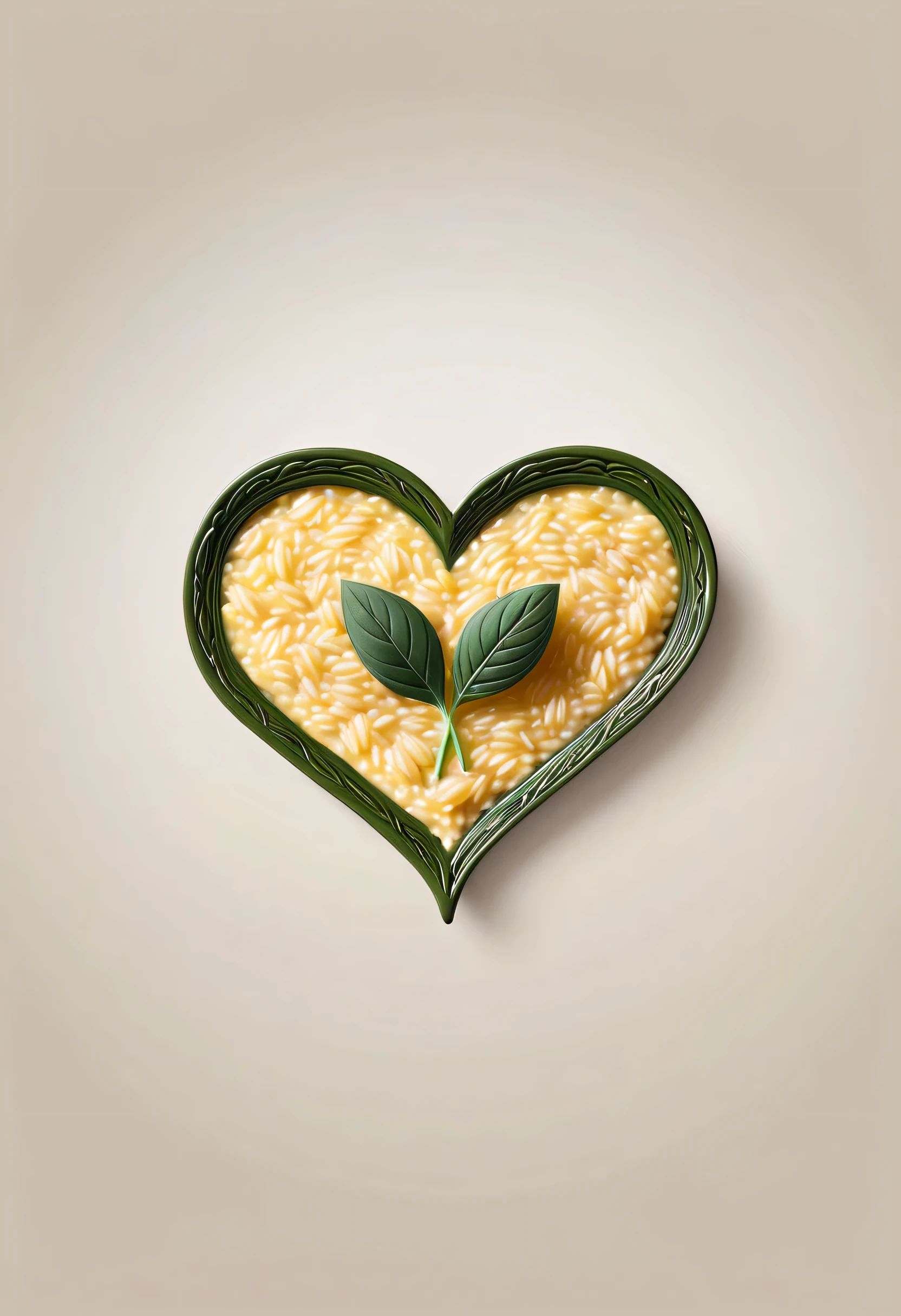 Crie uma logo para um restaurante chamado "Risotto Amore", especializado em risotos. The logo should convey a feeling of sophistication, simpatia e romance. Inclua os seguintes elementos:

Texto: O nome da empresa "Risotto Amore" em uma fonte elegante, como script ou serifada, to convey sophistication and charm.

Icon/Logomarca:

A stylized heart formed by intertwined grains of rice, simbolizando o amor e o risoto.
Inside the heart, inclua uma fumacinha sutil, indicating that the risotto is hot and fresh.
Below the heart, add a small spoon or fork to represent restaurant cuisine.
Paleta de Cores:

Vermelho cereja: To evoke passion and love.
Branco: Para transmitir pureza e limpeza.
Dourado suave: To add a touch of elegance and sophistication.
sage green: Para representar ingredientes naturais e frescor.
Marrom claro: To symbolize rice and add an earthy element to the color palette.
Make sure to balance the elements to create a cohesive, eye-catching logo that captures the essence of the restaurant "Risotto Amore".



