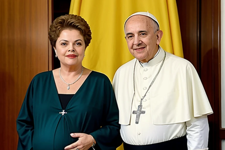 Dilma rousseff de 90 anos with Papa Francisco, bikini teal, pregnant,