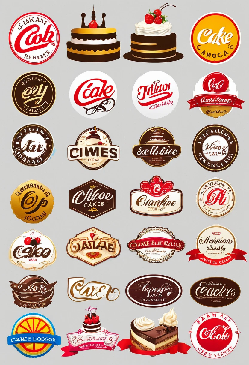 Various cake logos, detailed images