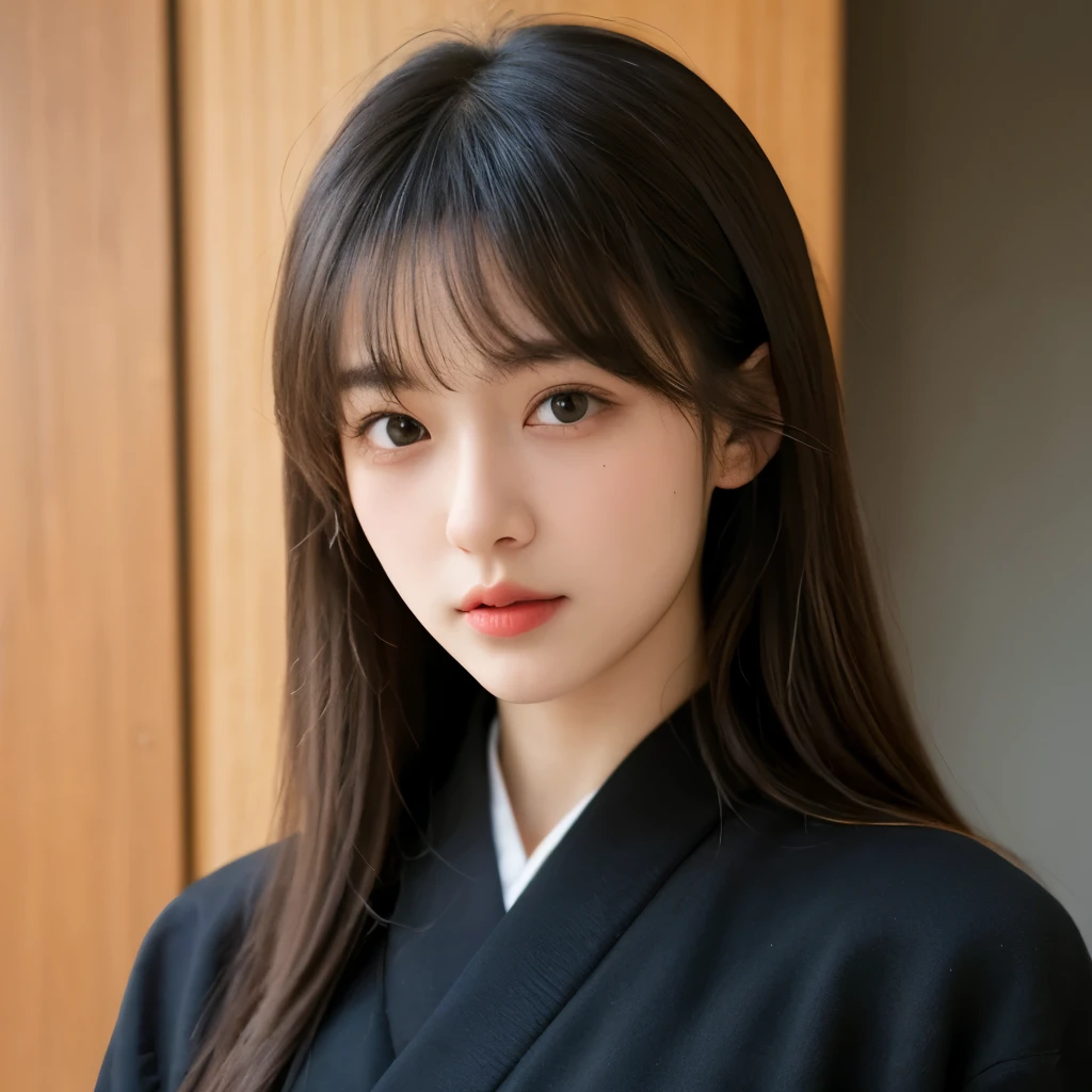 realistic pictures、super masterpiece、best image quality、Japanese high school girl、beautiful girl、(The original dish is Naihua)highly detailed face、long straight hair、With bangs、glossy lips、charming and pretty beautiful girl、beautiful girl、