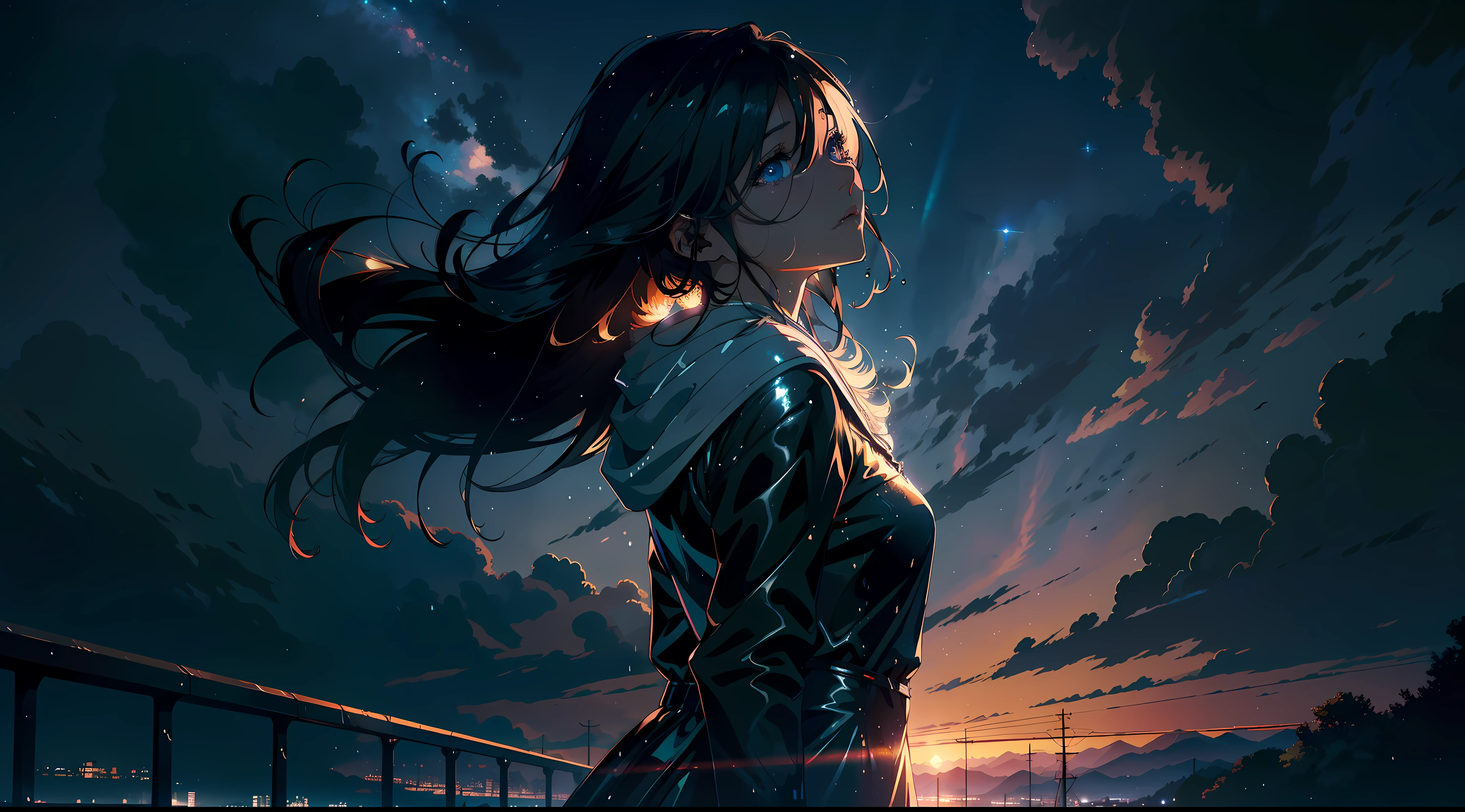 (Meisterwerk), (Best quality), (Ultradetailliert), (Meisterwerk),(sehr detailliert:1.2),Landschaft,sanfte Beleuchtung,shiny skin,extrem detaillierte CG,Anime-Bild,high resolution, Raytracing,1 reife Frau,frightened facial expression,tear,
leere Augen,schlafen,Blick in den Himmel,Wind blows upwards,Leuchtender Effekt,Transparent beauty, funkelnder Effekt,Regen,wet,Nebel, Reflexionseffekt,Nachthimmel,westland,Weinen,Full body,1 Farbe Auge