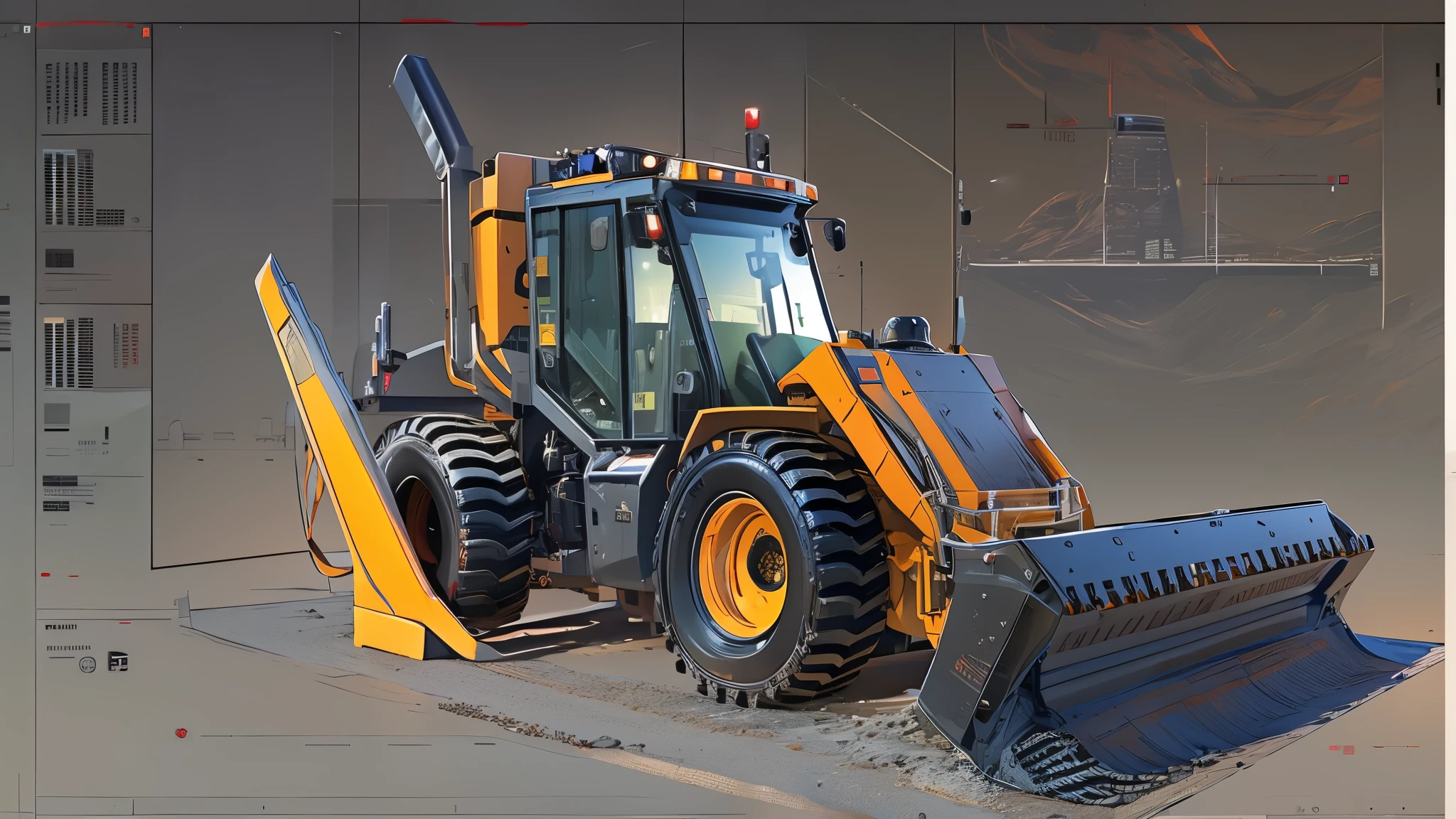 front forklift,Snow plows，bulldozer，compartment separation，具有特殊snow plow头 3D硬表面设计, snow plow，Snow plowscad设计, Future technology design，Autodesk SolidowKRS Visualization, 未来Snow plows, Ultra-detailed. number, zbrush hard surface, Transportation design rendering，number渲染ing,truck, vehicle illustration, Hard surface modeling, 详细的number插图, vehicle design, number渲染, Hard surface modeling, Product design renderings