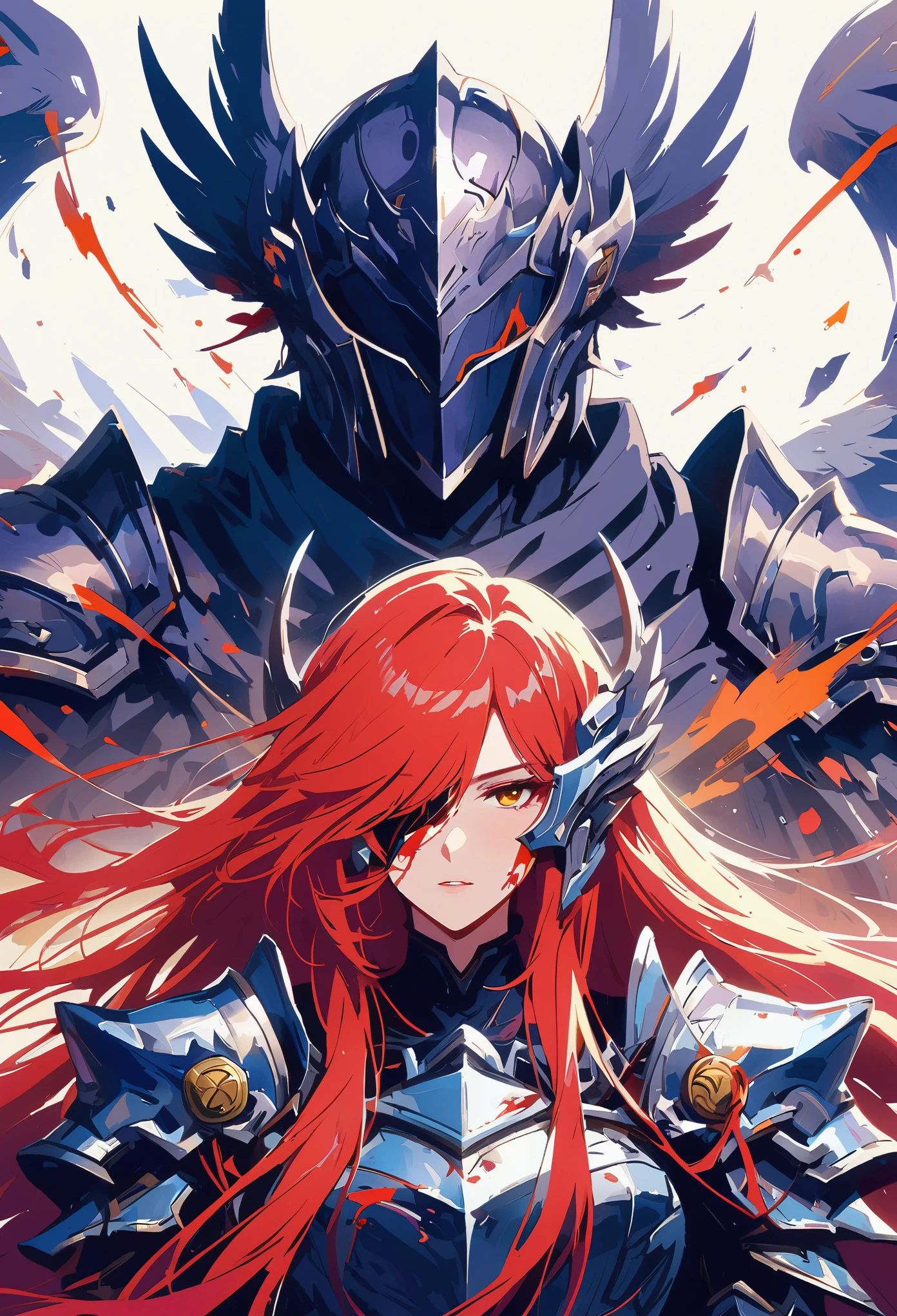 Masked man with bloodstained face, 狂暴骷髅knight黑甲, 亡灵knight, from Overlord, 堕落knight, 可怕的knight, knight, molten, 乌鸦骷髅knight头盔, Overlord season 4, Portrait of Maud Sizer, code pulse, 骷髅knight, Badass Anime 8K, Overlord!!!