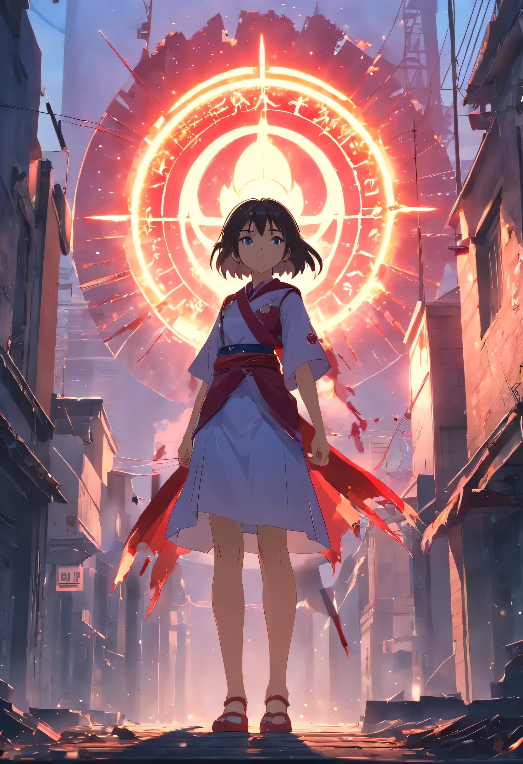(extremely detailed CG unity 16k wallpaper:1.1), (Denoising strength: 1.45), (tmasterpiece:1.37), masterpiece), (super delicate), (extremely delicate and beautiful), (Realistic style:1.2), cel shading, (dynamic angle), War Photography, (giant monster:1.8), solo, (Missile Bombing:1.3), complex details, metal armor, blood, metal texture, Visual impact, Backlight, (dark intense shadows), broken buildings, detailed and intricate, ruins, fog, (magic array circle the sky:1.5), (illustration), hyperrealism, god rays, sparkle, glowing light, (best quality)