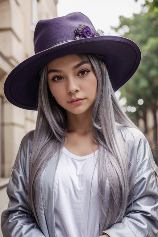 masterpiece, best quality, 1girl, elaina_(majo_no_tabitabi), silver hair, purple eyes, long hair, hat