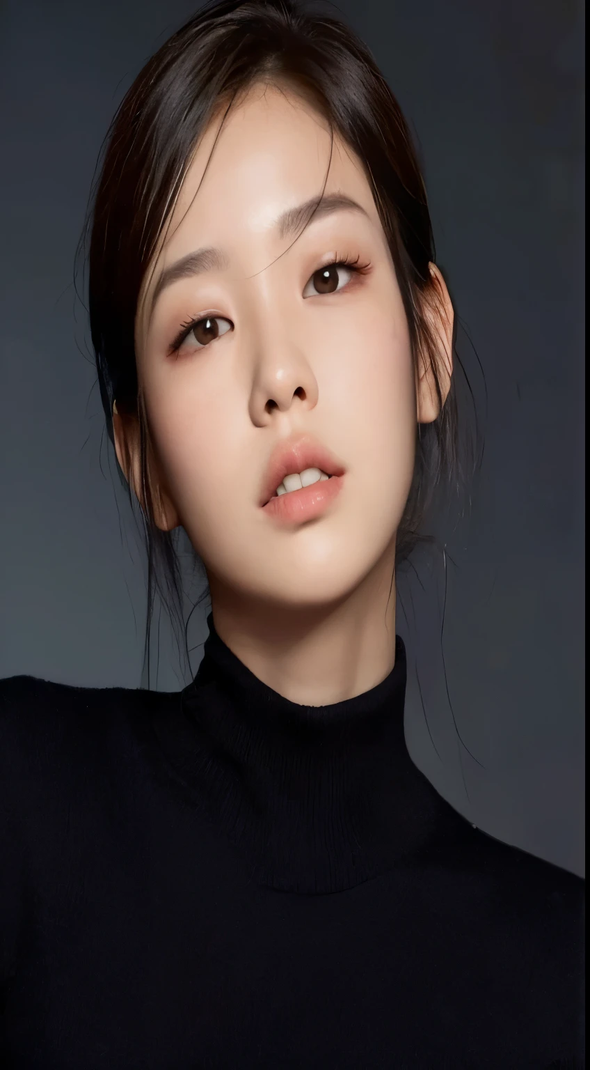 a woman in a black turtleneck sweater posing for a photo, jennie blackpink, linda jovem coreana, linda mulher sul-coreana, atriz feminina da Coreia, young lovely korean face, parque roseanne de blackpink, Heonhwa Choe, Lee Ji-eun, Lee Ji-eun, linda jovem coreana, Lulu Chen, gongbi, gema chen, Shin Min Jeong