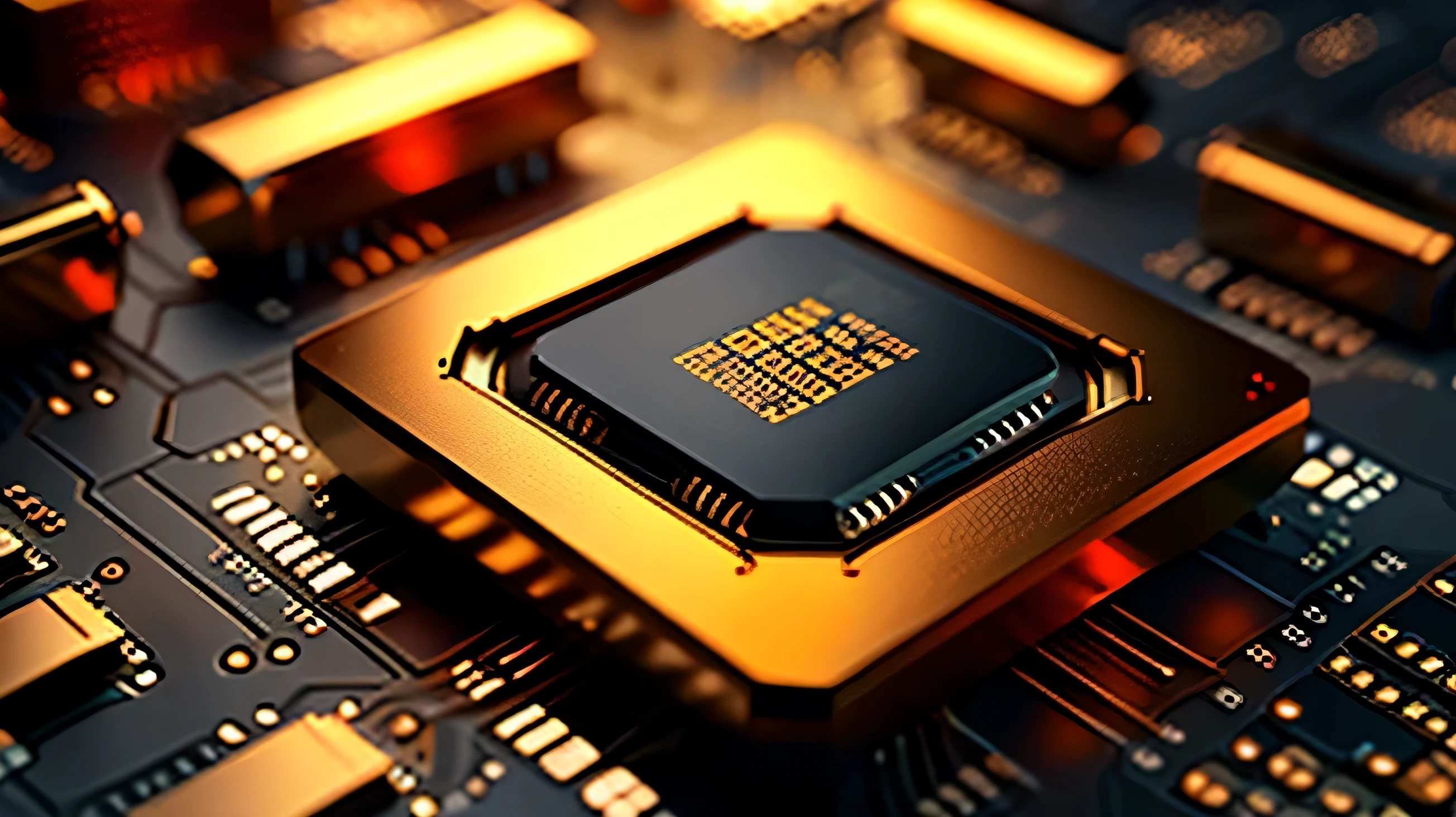 orange tint,chip,Product close-up,Photo close-up,film rendering,C4D,mixer,3d,ultra-high definition texture details,resistor,Special effect,(The light emitted converges in the middle),container_architecture