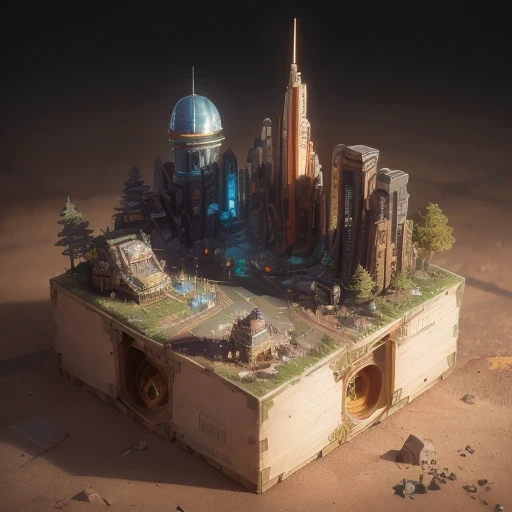 6598年Mars realistic model, (bifurcation, original photo, best quality, masterpiece:1.4),SteampunkCyberpunk6820 City,(CyberpunkMars light:1.3), Mars (related to land),(in a small nature box:1.3),Isometric, small nature, landscape on foundation,landscape,