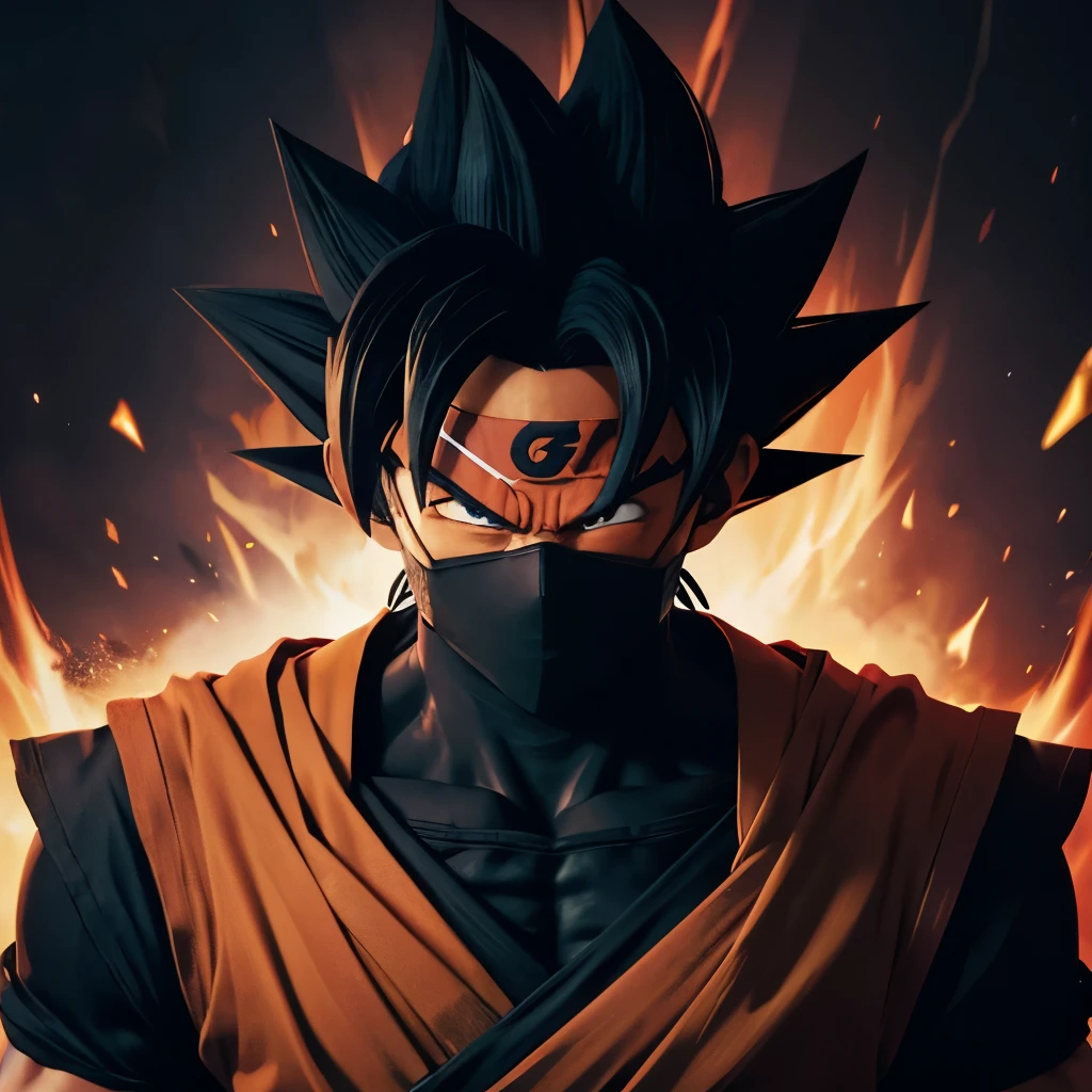 Goku Black icon, close up, crimson mask.