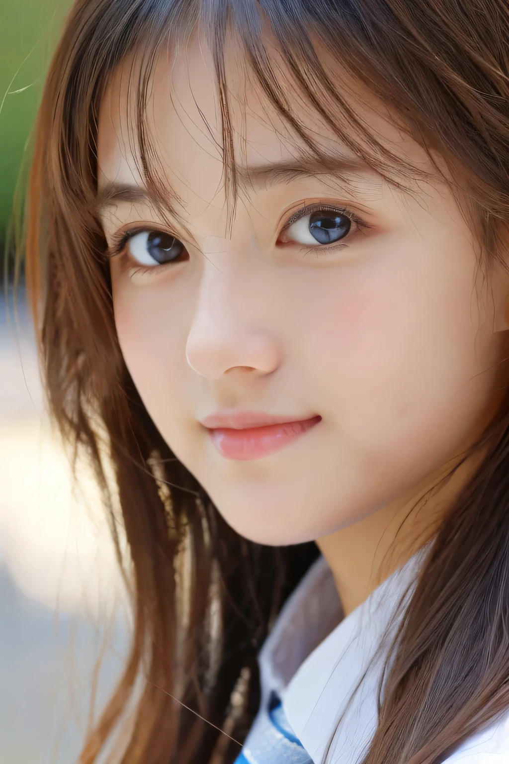 (((32ｋ,high details,high detail、masterpiece,attention to detail,alone))),Raw photo & realistic atmosphere,beautiful dark blue eyes,detailed mouth,glossy lips,thin eyebrows,fine eyes、Soft white skin that shines in every detail、her deep black eyes are so beautiful,lip details、very beautiful face,very well-shaped face、lifelike face,shining beautiful lips,beautiful eyebrows,infinite reality, Realistic young gravure idol,she&#39;she&#39;she&#39;she&#39;she&#39;she&#39;s a very cute woman , young gravure idol, young gravure idol, Very beautiful and cute 21 year old beautiful girl,incredibly beautiful and classy，21 year old beautiful girl,natural soft light,（shiny hair,,Beautiful and kind eyes：1.5）,gentle smile,well-shaped chest,medium long hair,tie hair,beautiful posture,no makeup,think ahead,

