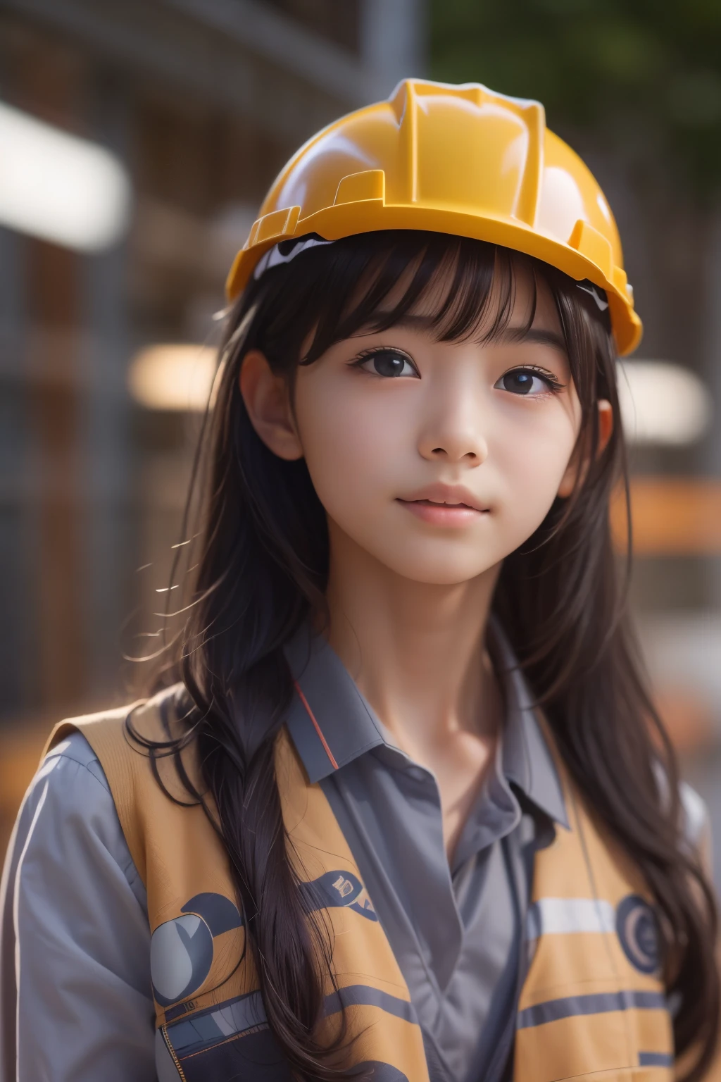 ((sfw: 1.4)),((detailed face, professional photography)), ((sfw, construction worker outfit, 1 Girl)), Ultra High Resolution, (Realistic: 1.4), RAW Photo, Best Quality, (Photorealistic Stick), Focus, Soft Light, ((15 years old)), ((Japanese)), (( (young face))), (surface), (depth of field), masterpiece, (realistic), woman, bangs, ((1 girl))